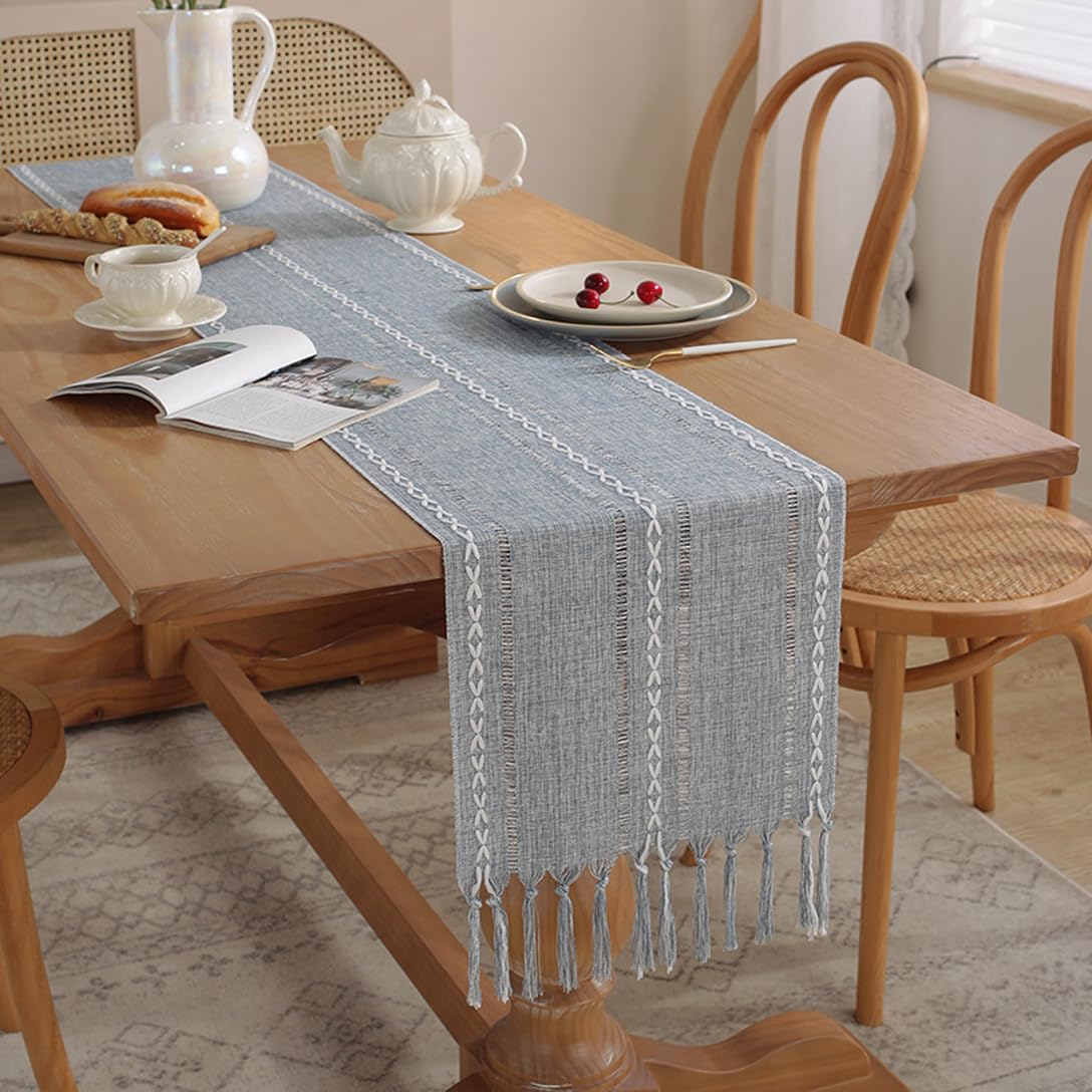 テーブルランナー テーブルフラグ ダイニング装飾 ブルー×グレー Amazon｜テーブルランナー おしゃれ 食卓ランナー エレガント テーブル