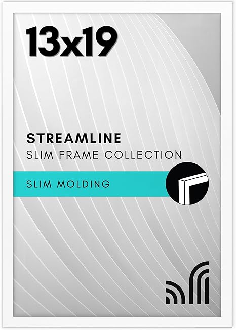 Americanflat 13x19 Picture Frame with Polished Plexiglass - Streamline Collection - Thin Border Picture Frame for Wall Display - Hanging Hardware Included - White