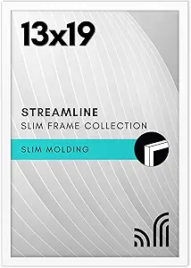 Americanflat 13x19 Picture Frame with Polished Plexiglass - Streamline Collection - Thin Border Picture Frame for Wall Display - Hanging Hardware Included - White