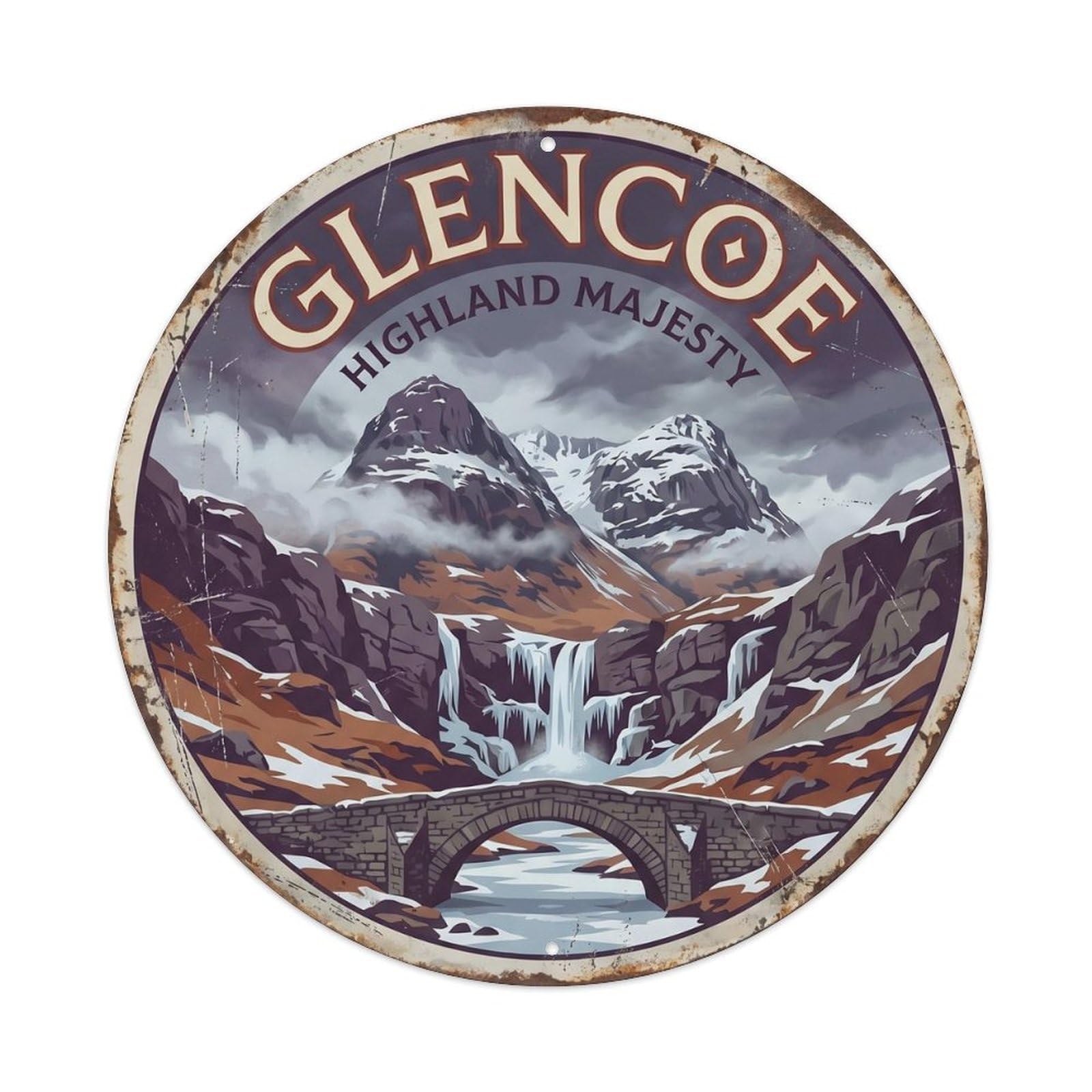 Vintage Travel Glencoe Scotland Highlands Metal Tin Sign