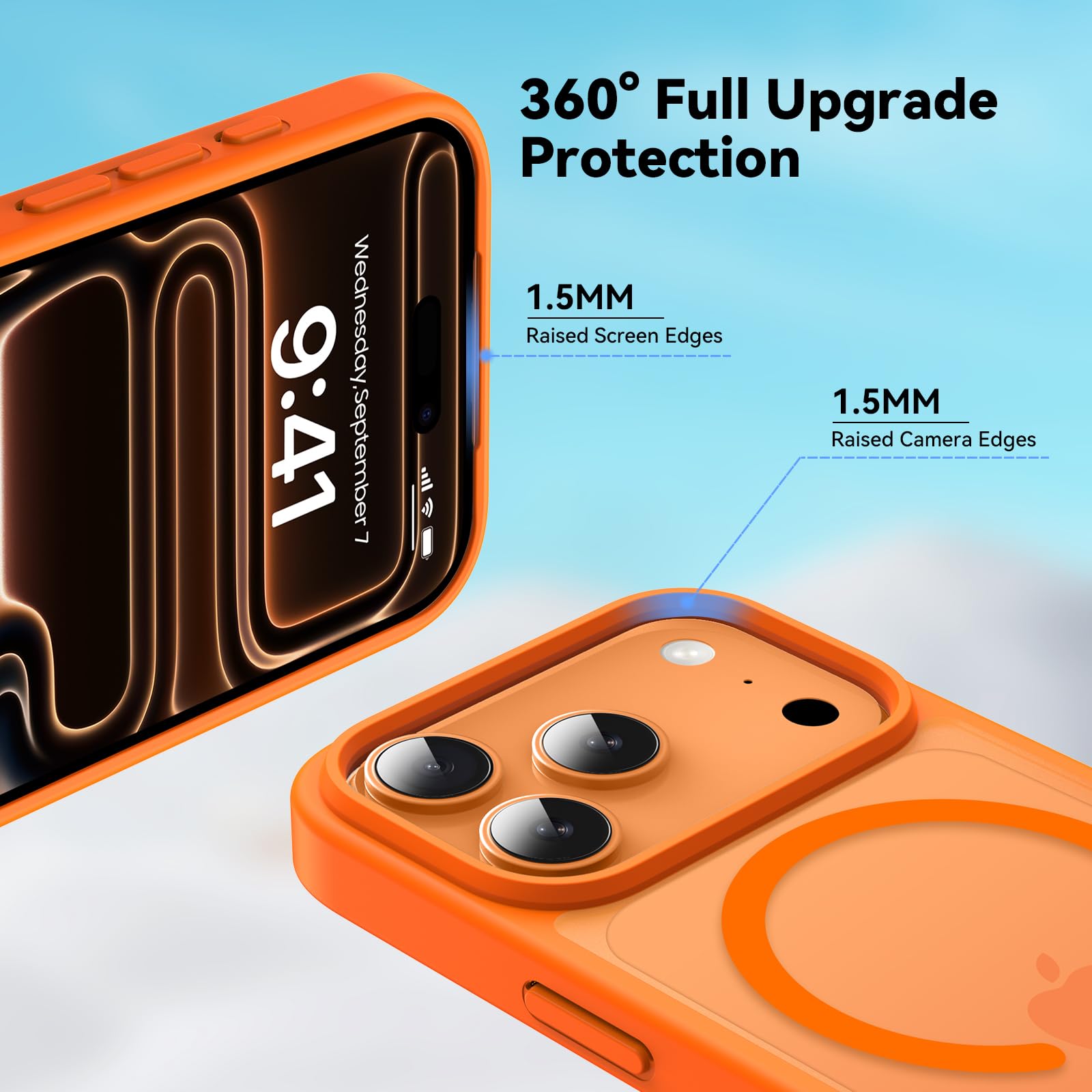 Natiiozie Magnetica Cover Compatibile con iPhone 17 Pro Compatibile con MagSafe Custodia Traslucida Opaca Posteriore, Anti-impronta Resistente ai Graffi Protettiva Case Arancione