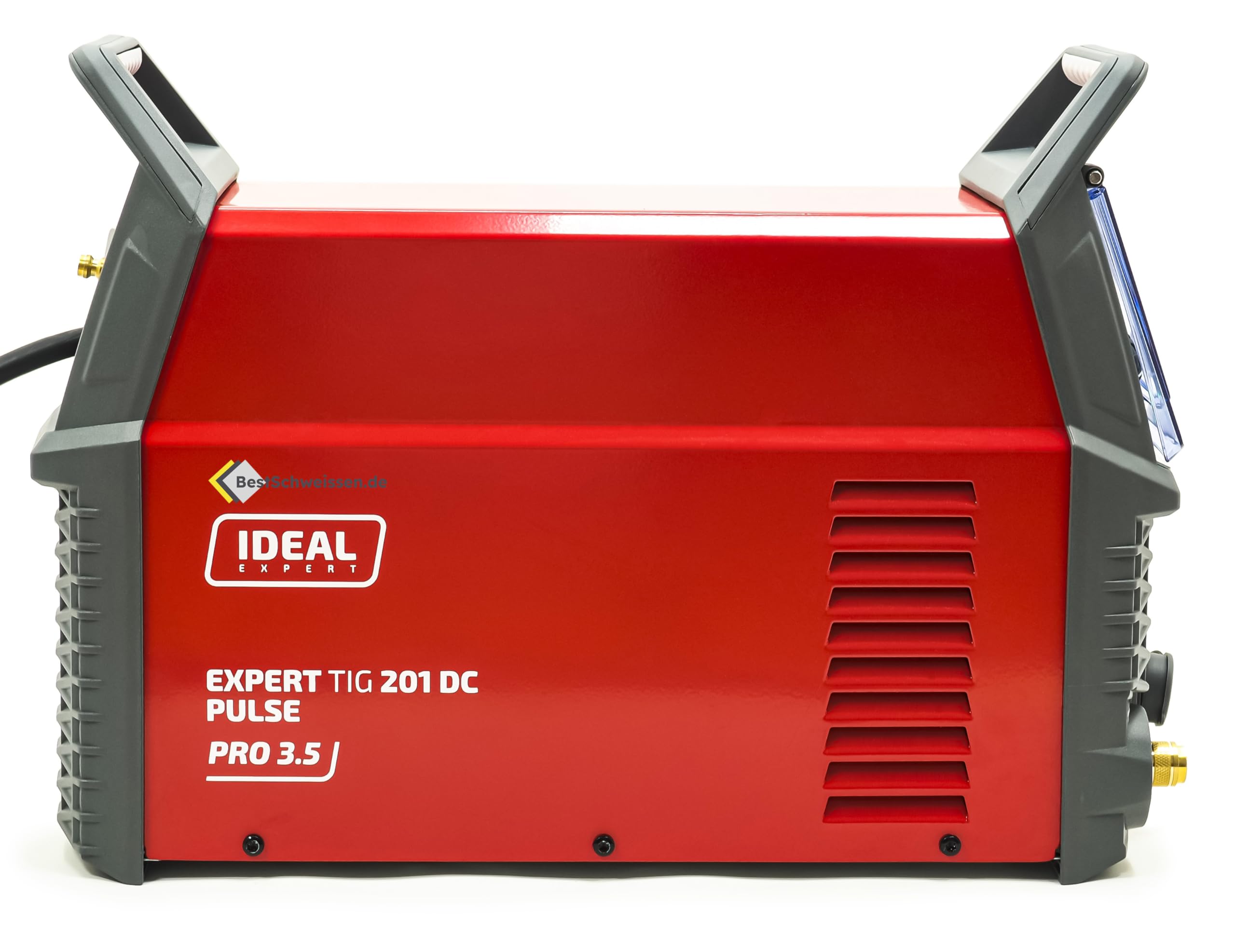 Ideal Expert TIG 201 DC Pulse LCD TIIG Saldatrice Inverter Set completo – Accensione HF 200A – Include bottiglia Argon da 8 l, casco automatico, lenti a gas, magnete, riduttore – Attrezzatura completa