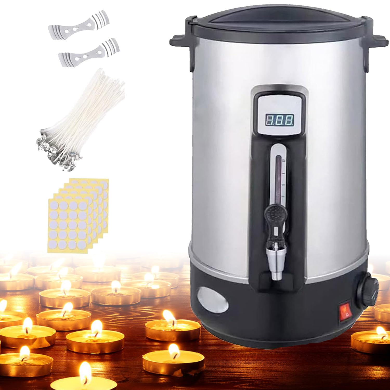 LINTAIZUO Candle Wax Melting Pot Machine, 8L-35L Large Capacity Candle Making Electric, with Heating Pour Spout No Cloggy Wax Melter, with Quick Pour Spout Easy Clean,16L