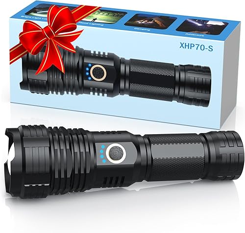Linterna LED recargable de 500000 lúmenes altos, linternas de mano súper brillantes, potentes linternas tácticas impermeables con 5 modos de zoom
