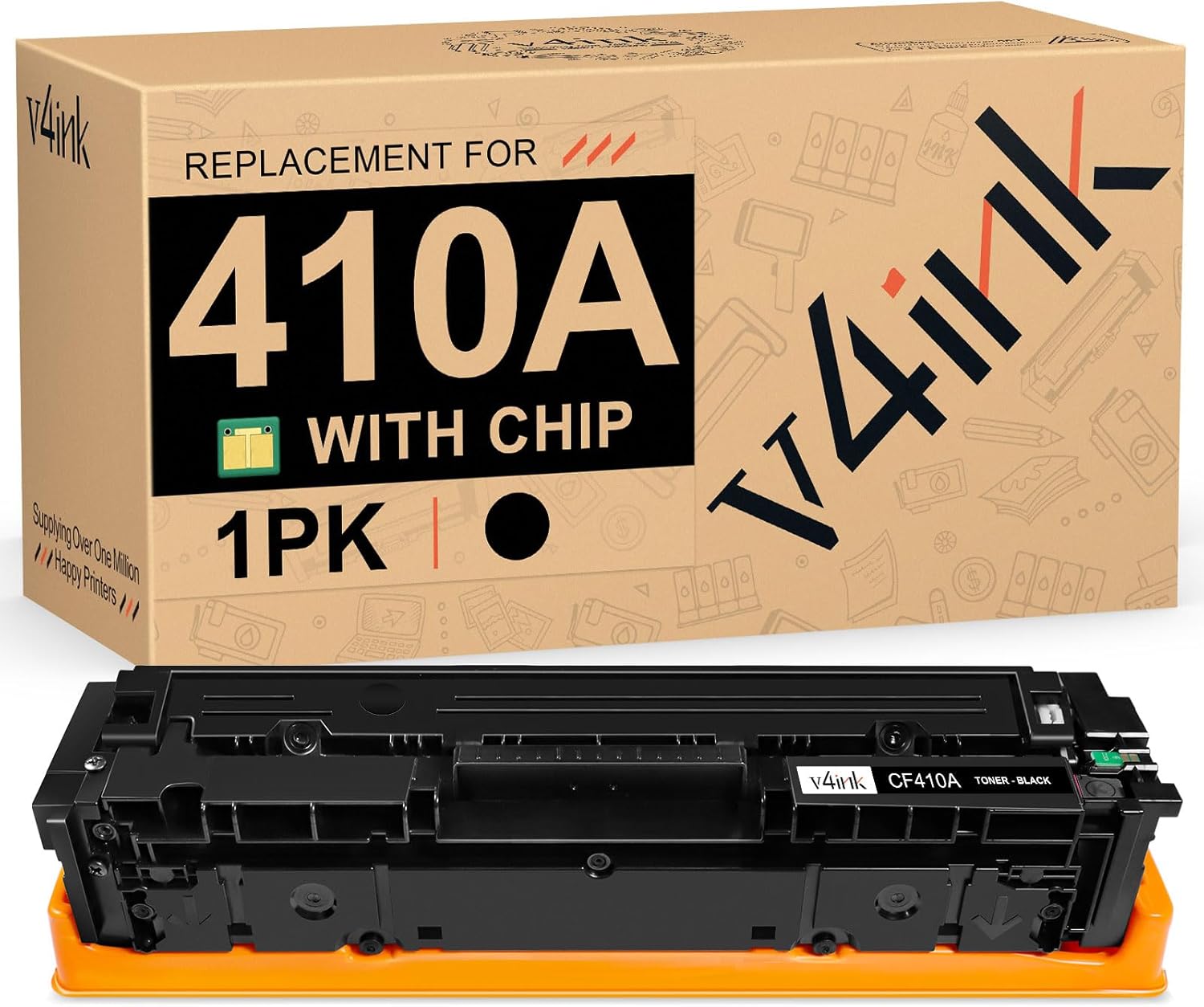 v4ink Remanufactured 410A Black Toner Cartridge Replacement for HP 410A CF410A Toner Cartridge Ink for HP Color Pro M452dn M452dw M452nw MFP M477fnw M477fdw M477fdn M377dw Printer, 1 Pack Black