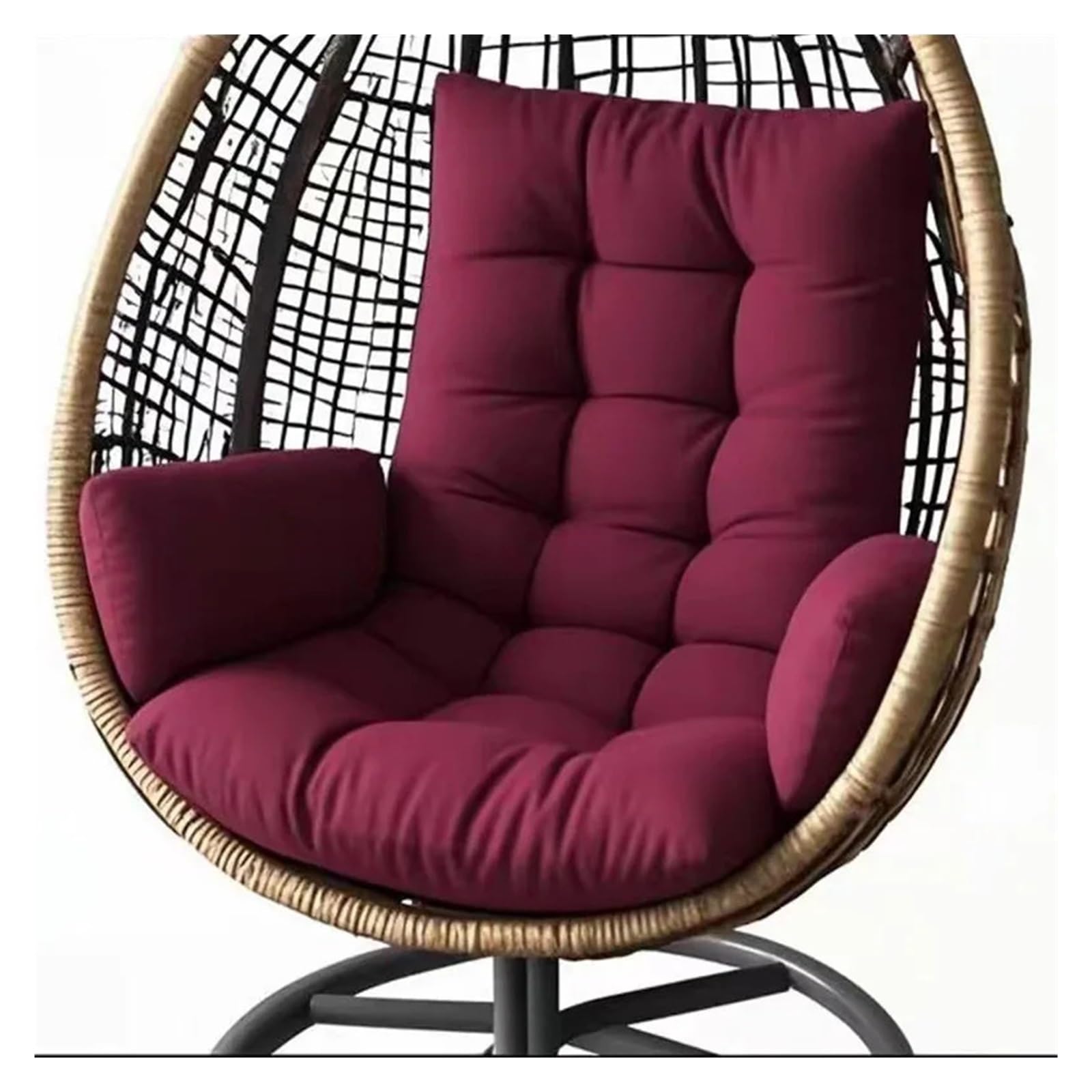 GHHZML Egg Chair Cushion Hanging Basket Chairs Cushion Chair Seat Egg Shaped Rocking Garden Furniture Replacement Pad Cojines(Red)