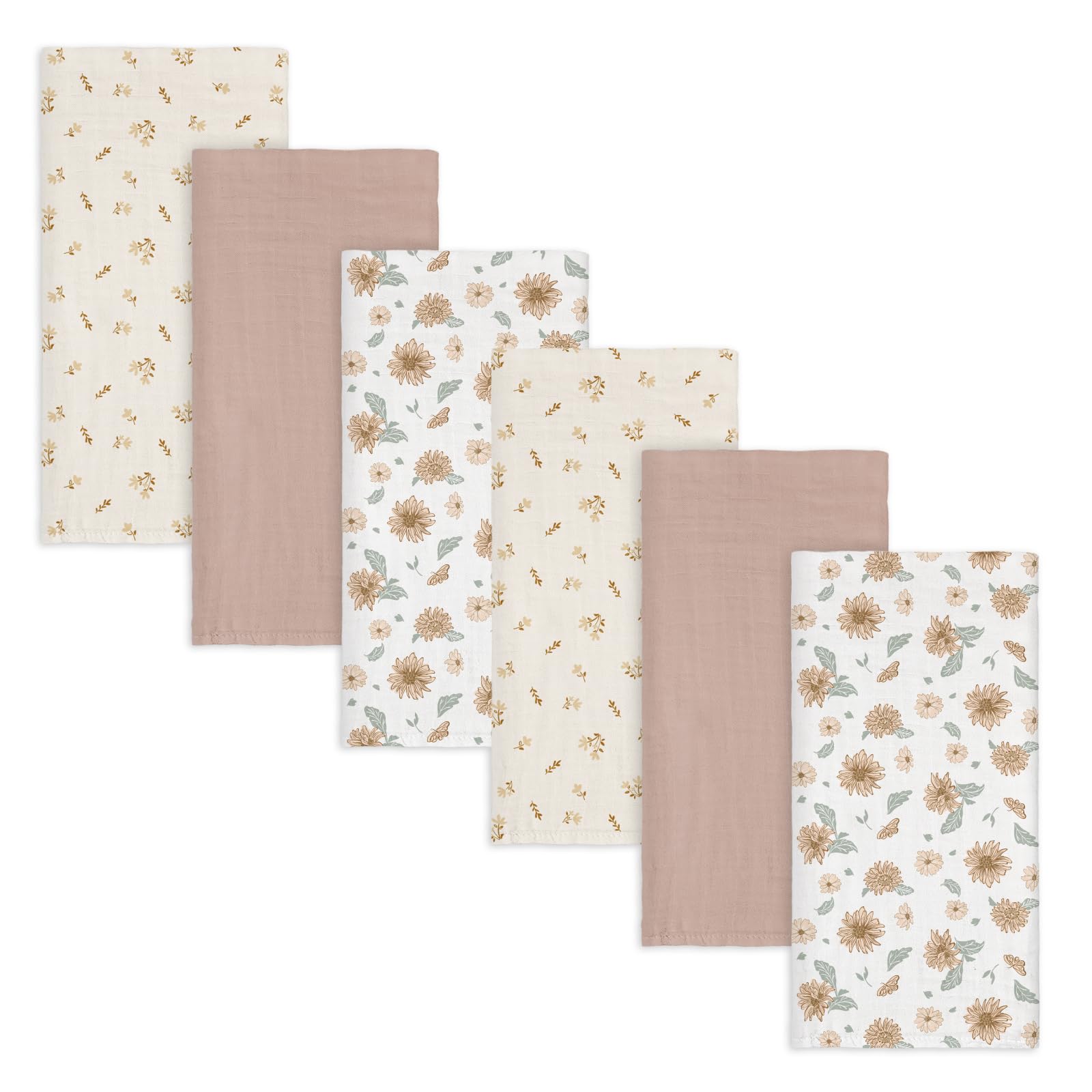 GLLQUEN BABY Salviette in mussola per neonati, 70 cm x 70 cm, confezione da 6 panni in cotone, assorbenti e traspiranti e ideali per pulire, pulire e coprire i neonati (girasole)