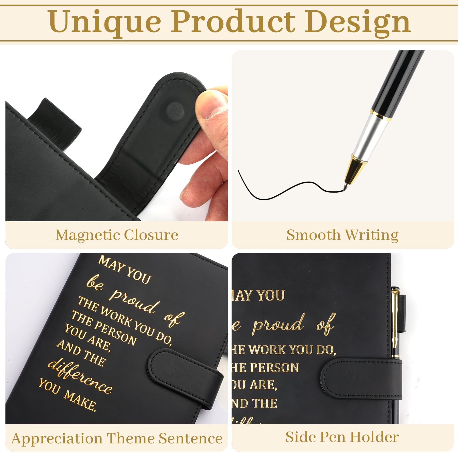 Hopton Inspirational Notebook, PU Leather Notebook and Pen Set, Employee Appreciation Gifts - Image 3