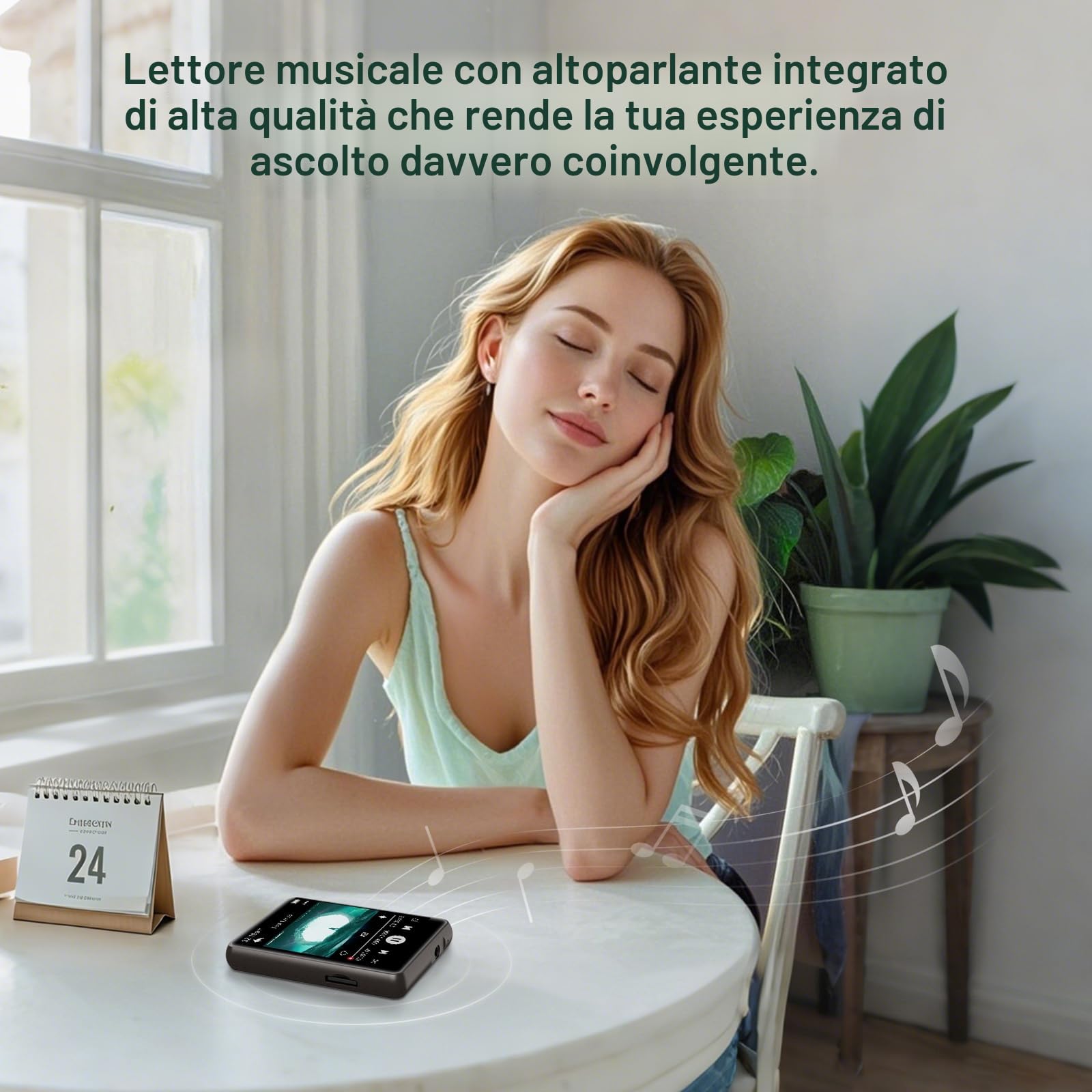 Lettore MP3 128GB Bluetooth 5.3, ZAQE 2,4” Full Touchscreen Lettore MP3 sportivo portatile, Altoparlanti integrati ad alta definizione, Radio FM, Registrazione, Line-In, Suono HiFi, fino a 512GB, Nero