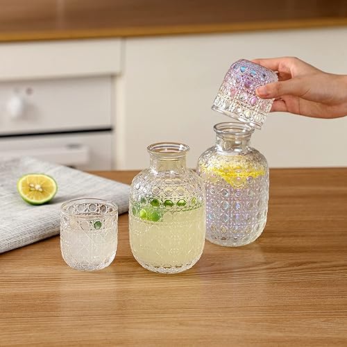 Miniatura 4 de Juego de jarras y vasos de la colección de enjuague bucal con piedras preciosas de 15.7 onzas y 1 vaso de 5.4 onzas, jarra de agua de noche, jarra