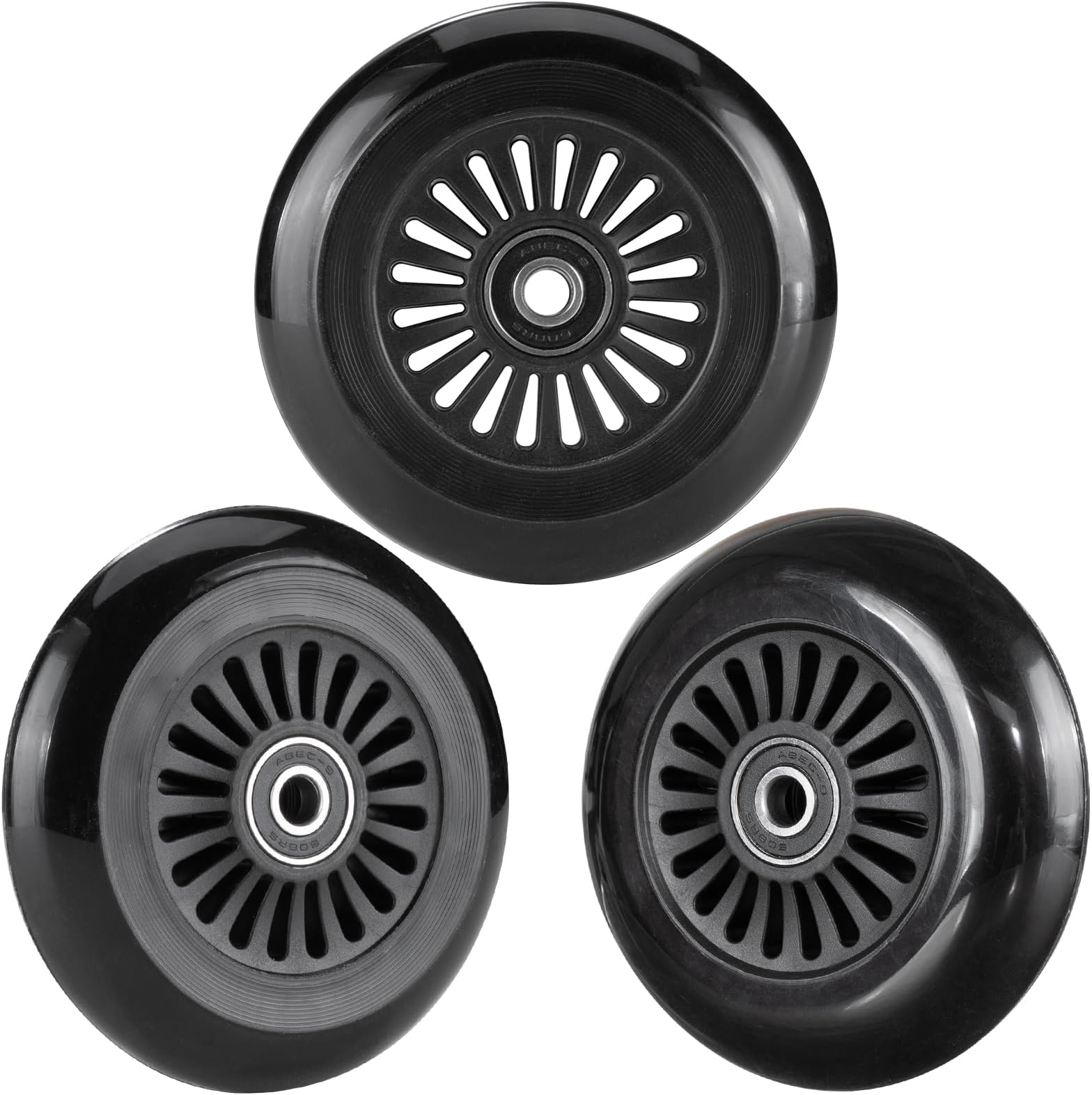 AOWESM Easy Roller Replacement Wheels w/Bearings ABEC-9 for Ez Rollers Classic Drifter Junior New Twist On A Classic Scooters - Set of 3 (Black)