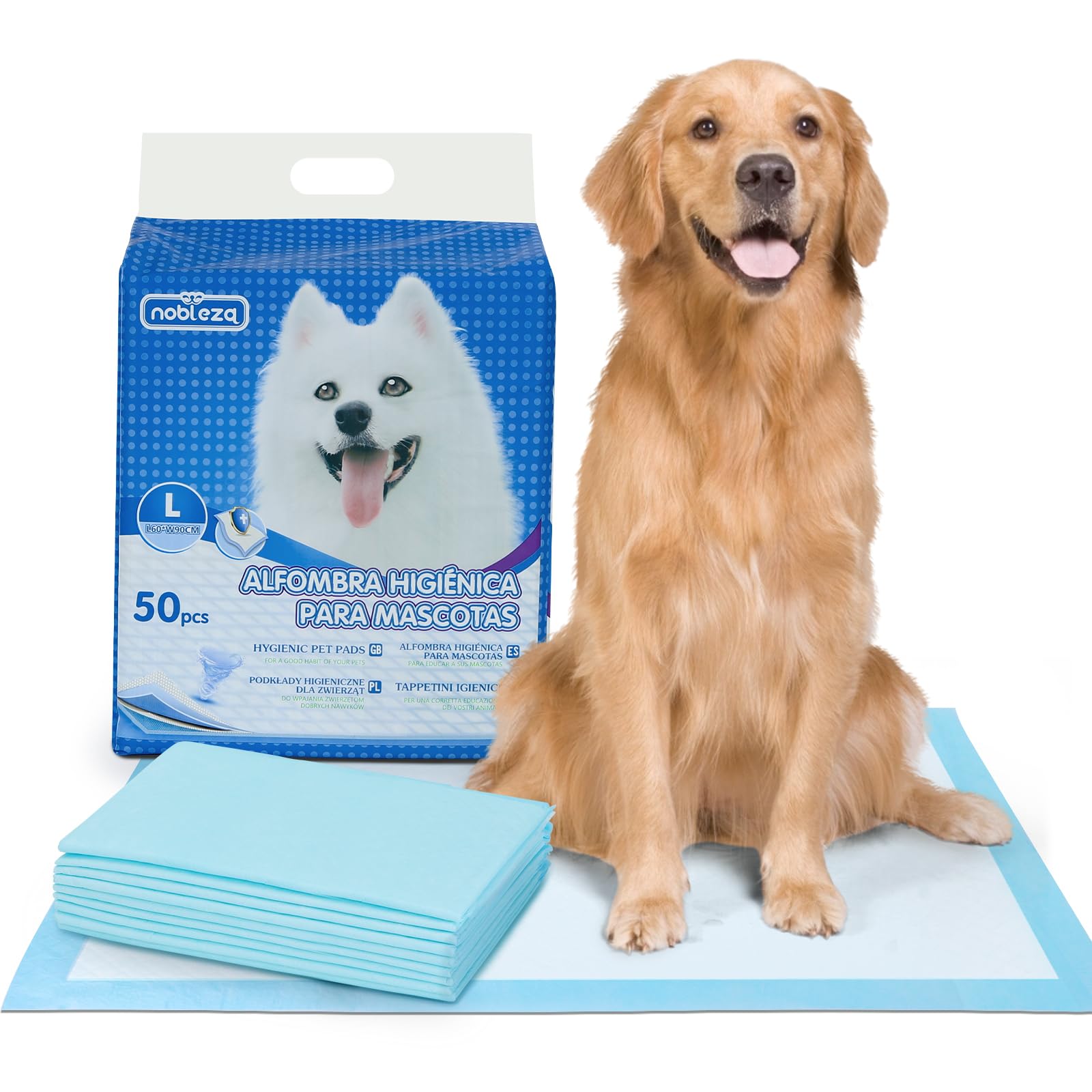 Nobleza Light Blue - 50 X Ultra Absorbent Puppy Training Pads Dog Toilet Pee Mat, 60*90Cm, Pack Of 1