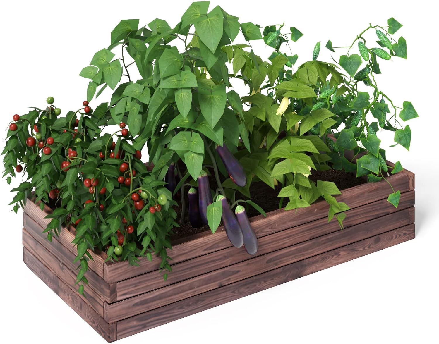 Giantex Raised Garden Bed, Wood Planter Box, Outdoor Planting Bed for Vegetable Flower, Rectangular Planter for Patio and Lawn 47''Lx24''Wx9''H, (Brown)