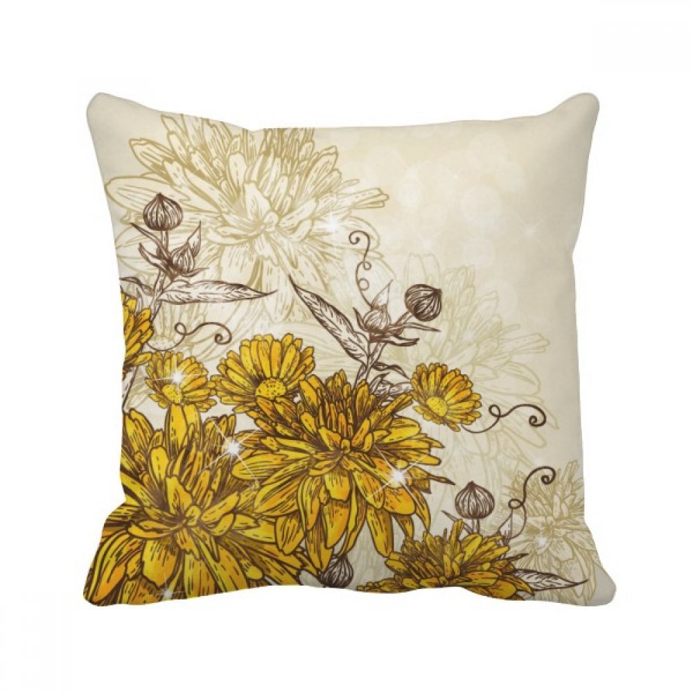 Coussin chrysanthème jaune pour raviver un canapé terne avec une décoration florale