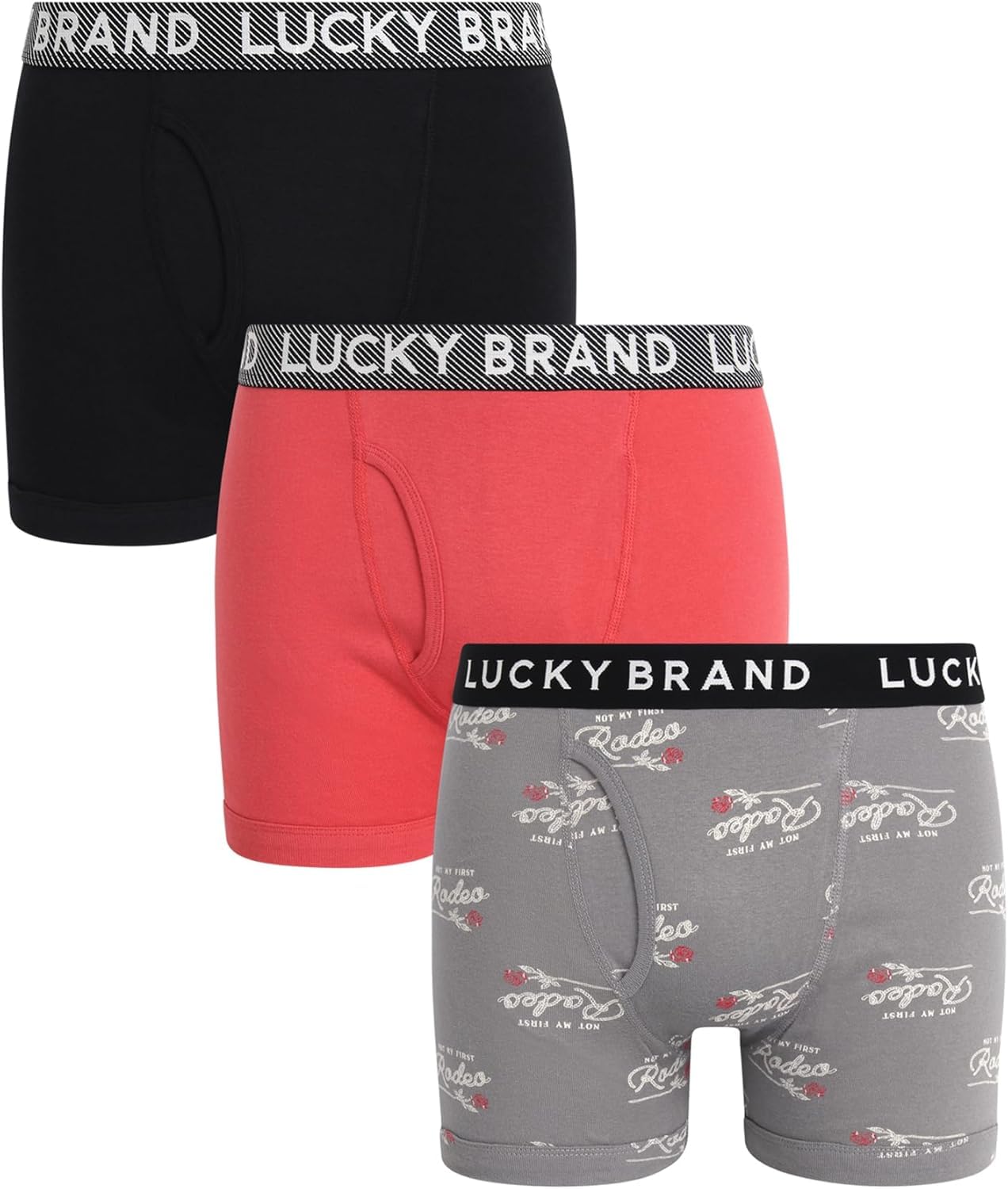 Lucky Brand Mens Boxer Briefs - 3 Pack Classic Mens Underwear Boxer Briefs with Functional Fly - Soft Cotton Boxers for Men