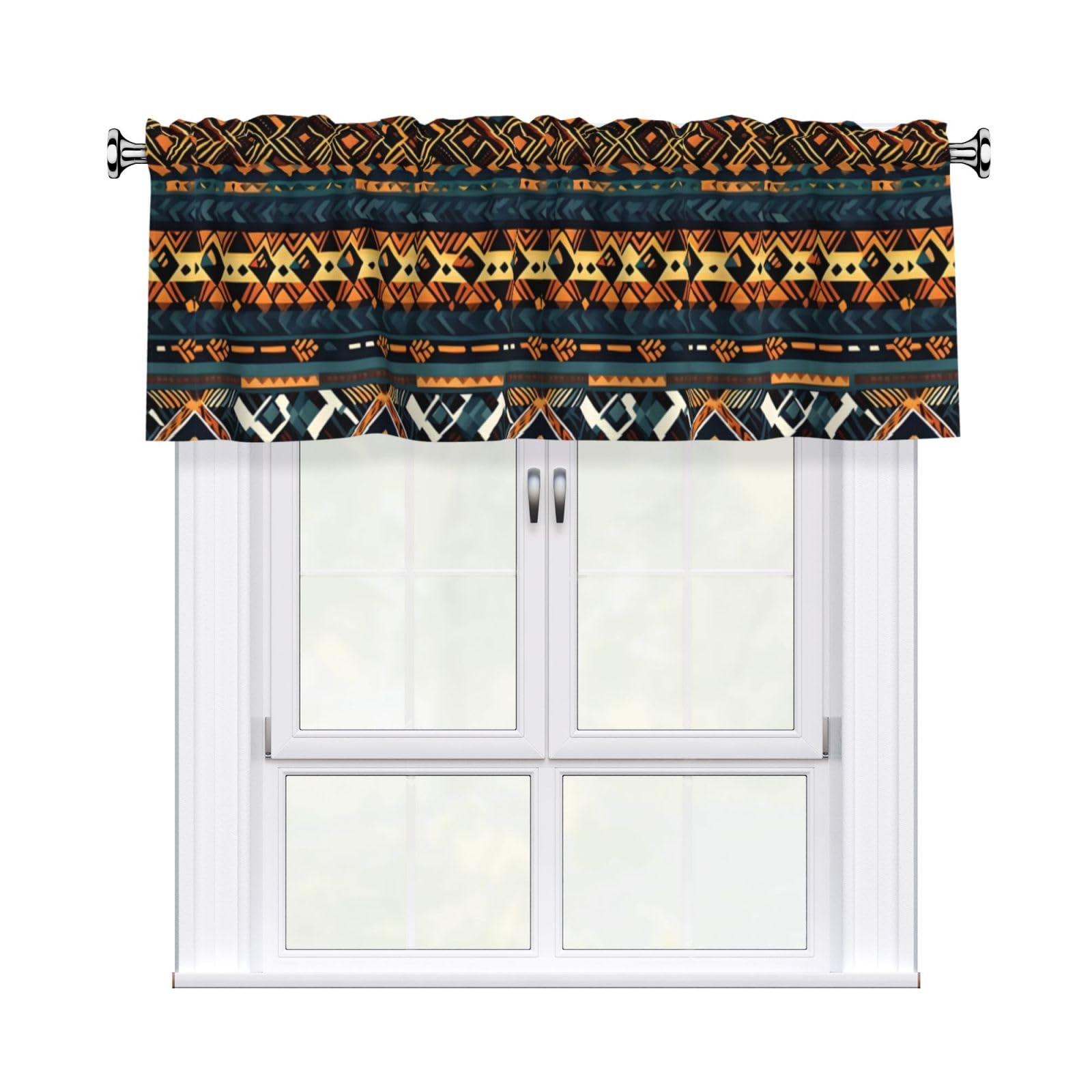 WHJSSF African Tribal Ethnic Texture Prints Housewarming Gift – Peach Skin Window Valance 54x18 for a Cozy Kitchen Refresh