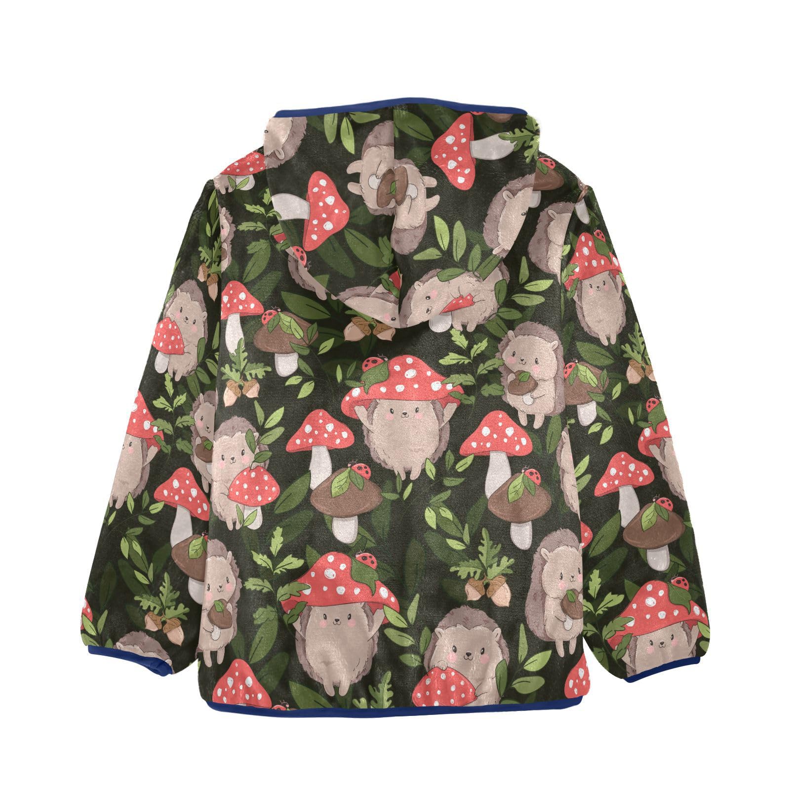 Aflyko Boys Fleece Cartoon Hedgehog Mushroom Ladybug Forest Zip-Up Hoodie Long Sleeve Outerwear Soft Coat Girls Hooded Jacket Kids Fashion Outwear Warm Sweatshirt 6T