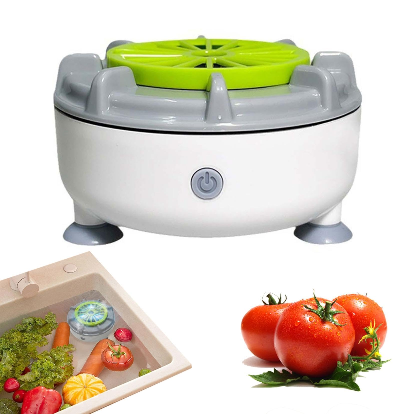 Fruit and Vegetable Washing small Portable Household Machine Food Purifier Waterproof Portable Long-Lasting Multifunctional Washer for Home Kitchen Cooking Grain Rice Seafood (White-1PC) — view 7