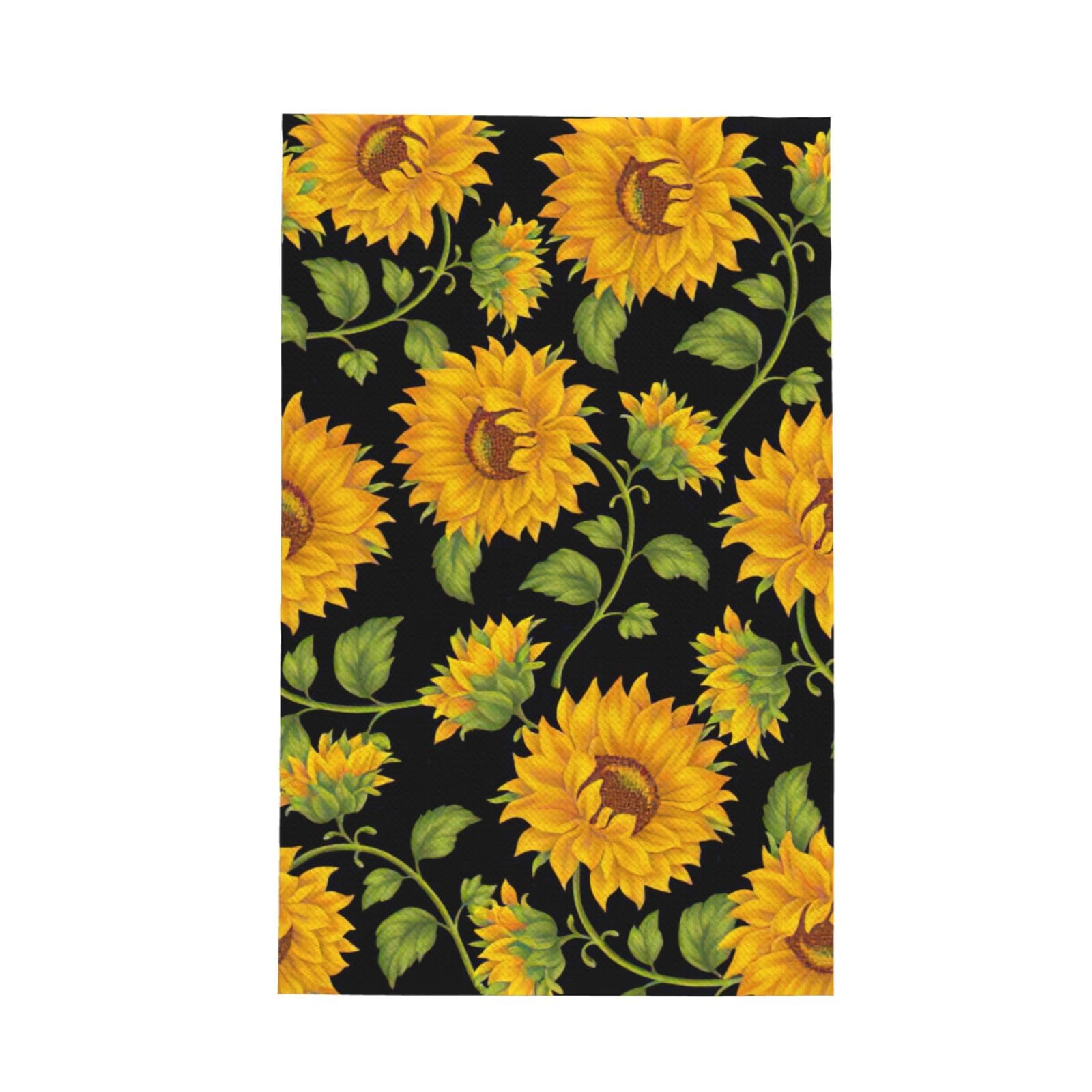 CKGODGF Sunflower Pattern Print Absorbent Waffle Dishcloths,Kitchen Towels With Hanging Loops,Tea Towels.