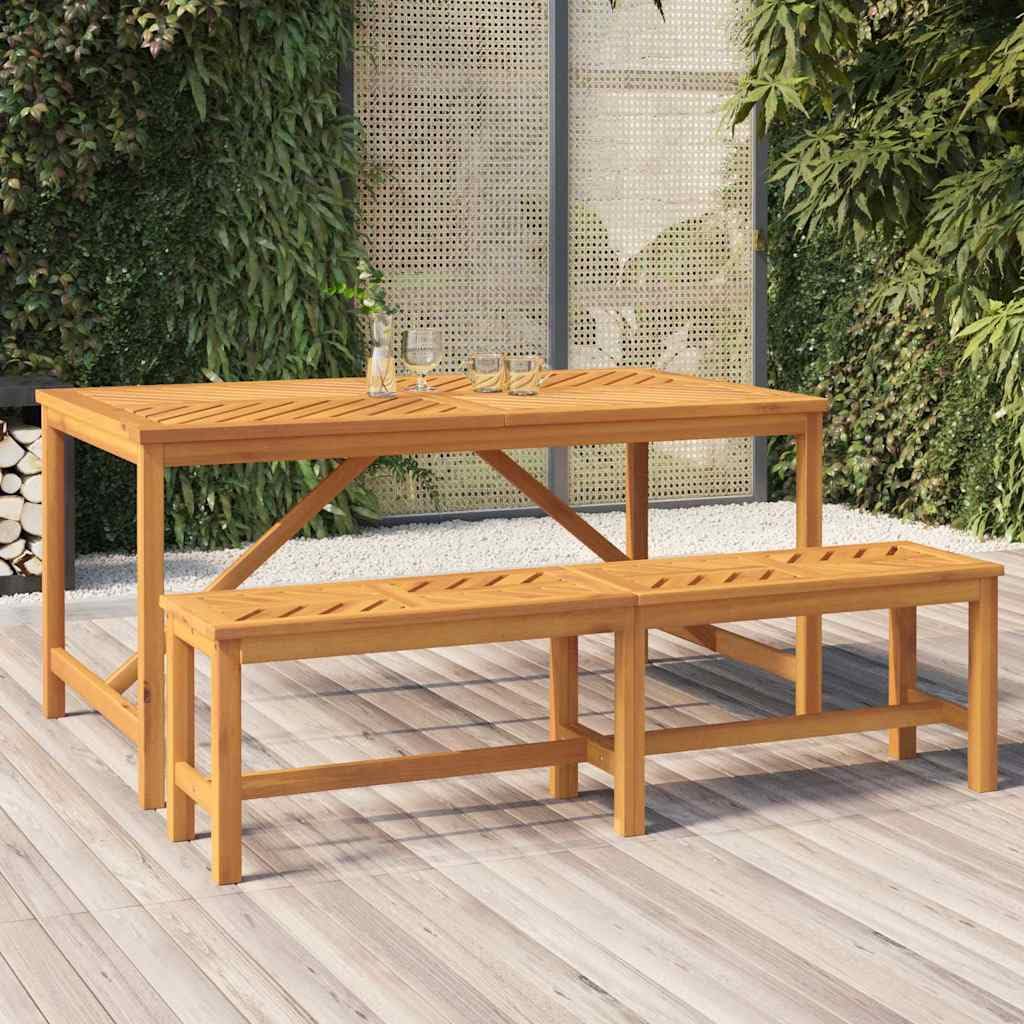 Stół ogrodowy 150 x 90 x 74 cm, lite drewno akacjowe z wzorem w jodełkę, stabilna rama drewniana, wytrzymały blat stołu do jedzenia i napojów, elegancki mebel outdoorowy na taras