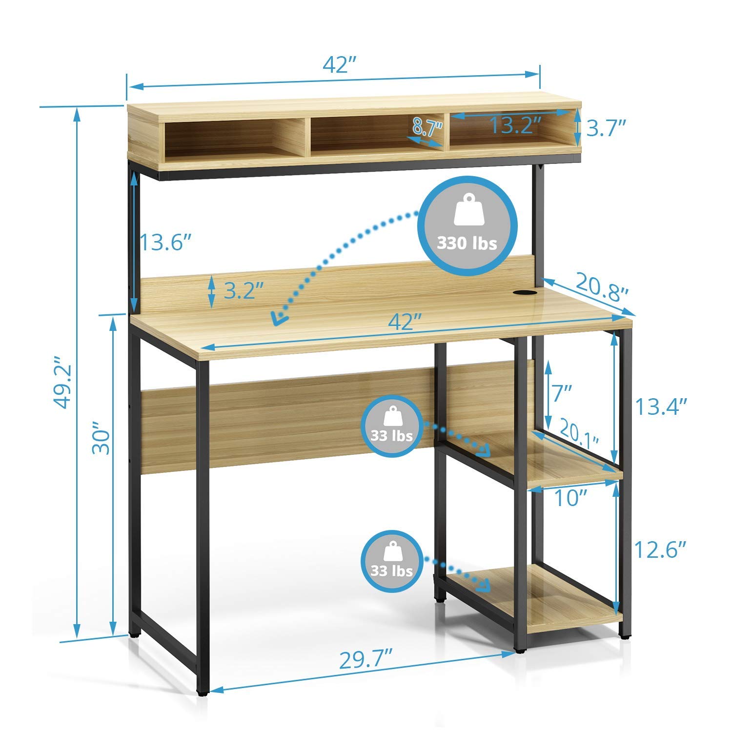 VIPEK Computer Desk 42 Inch Small Desk for Small Spaces, School Student
