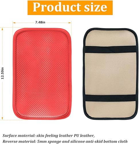 Miniatura 2 de Funda para consola central de automóvil, de piel sintética, de fibra de carbono, caja de almacenamiento para reposabrazos de 12.4 x 7.3 pulgadas,
