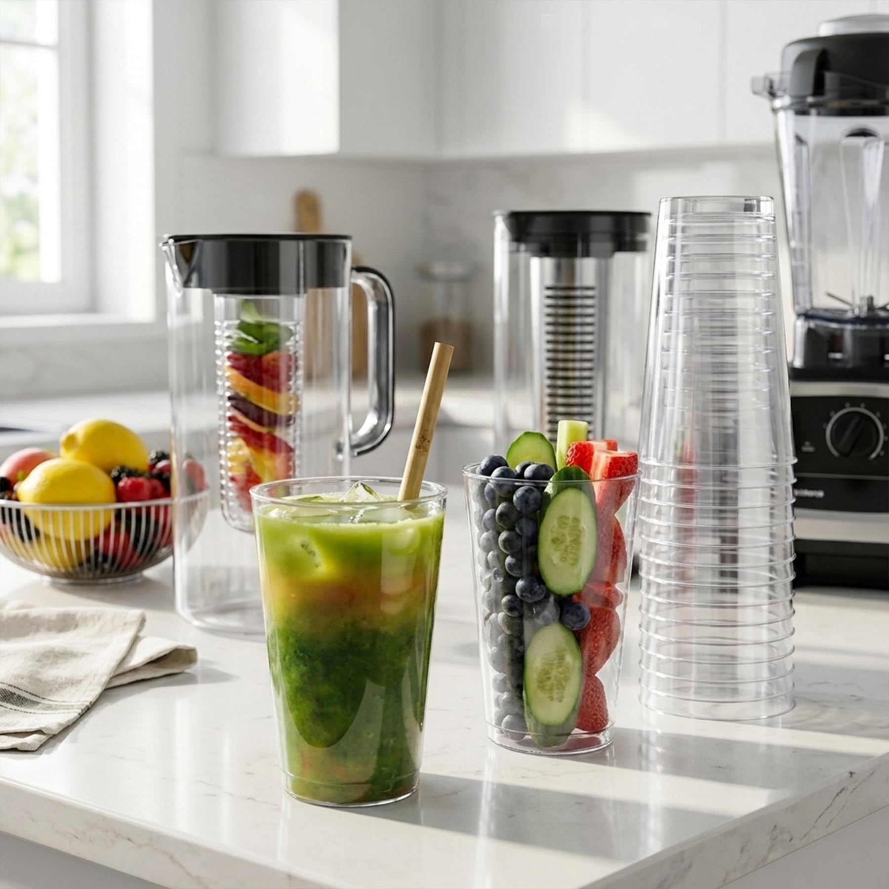 Byvivace Vasos de plástico duro, vasos desechables para fiestas, 340 ml, transparentes, elegantes, vasos de boda, copas de vino desechables para fiestas, 100 unidades