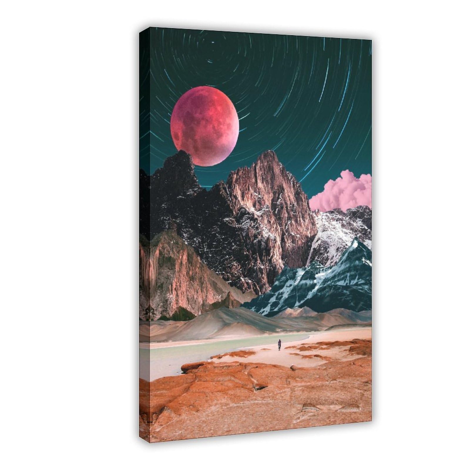 WRTYVE Poster su tela con paesaggio montano surreale, per dormitorio, decorazione regalo