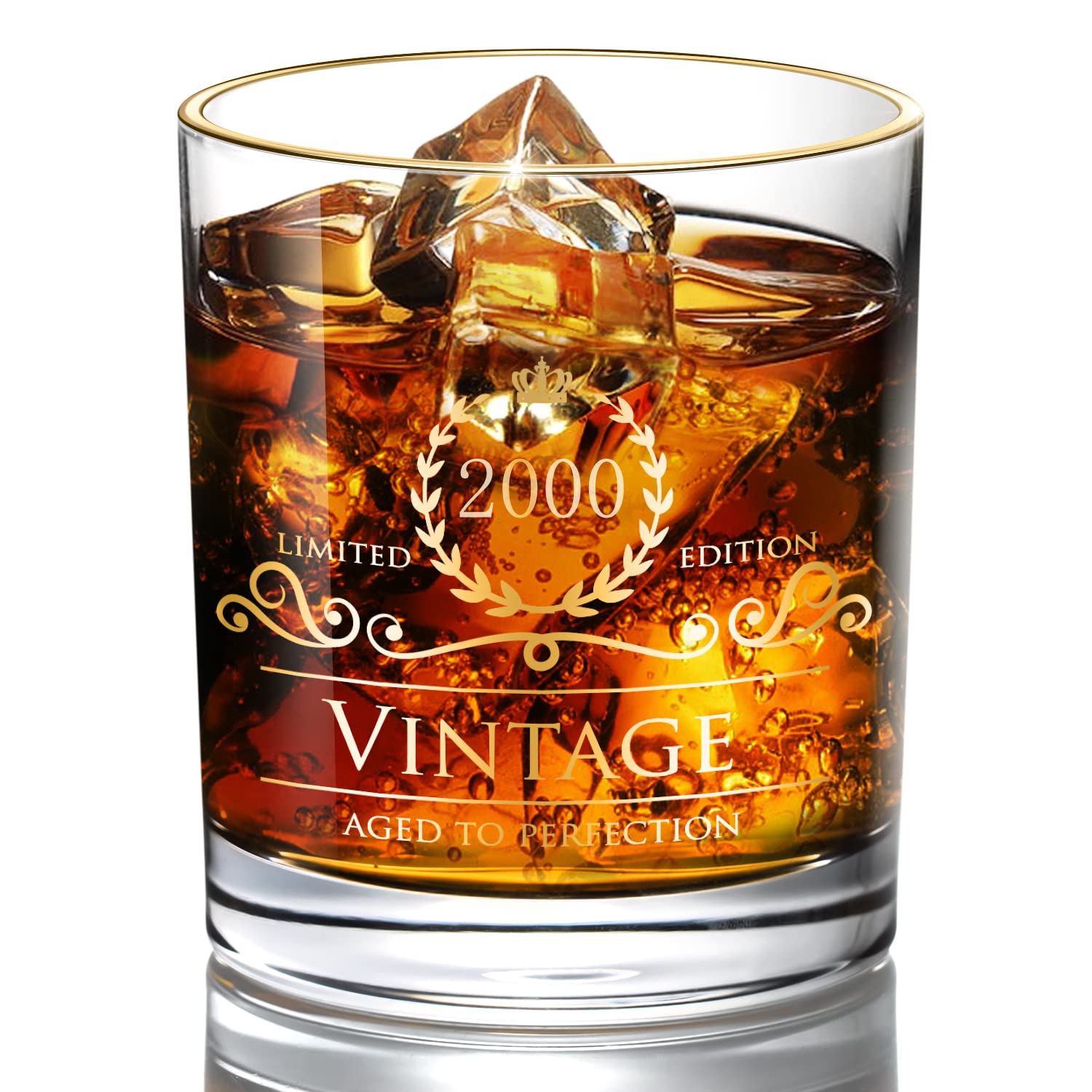 Lovinpro2000 23th Birthday Gifts for Men/Dad/Son, Vintage Unfading 24K Gold Hand Crafted Old Fashioned Whiskey Glasses, Perfect for Gift and Home Use - 10 oz Bourbon Scotch, Party Decorations