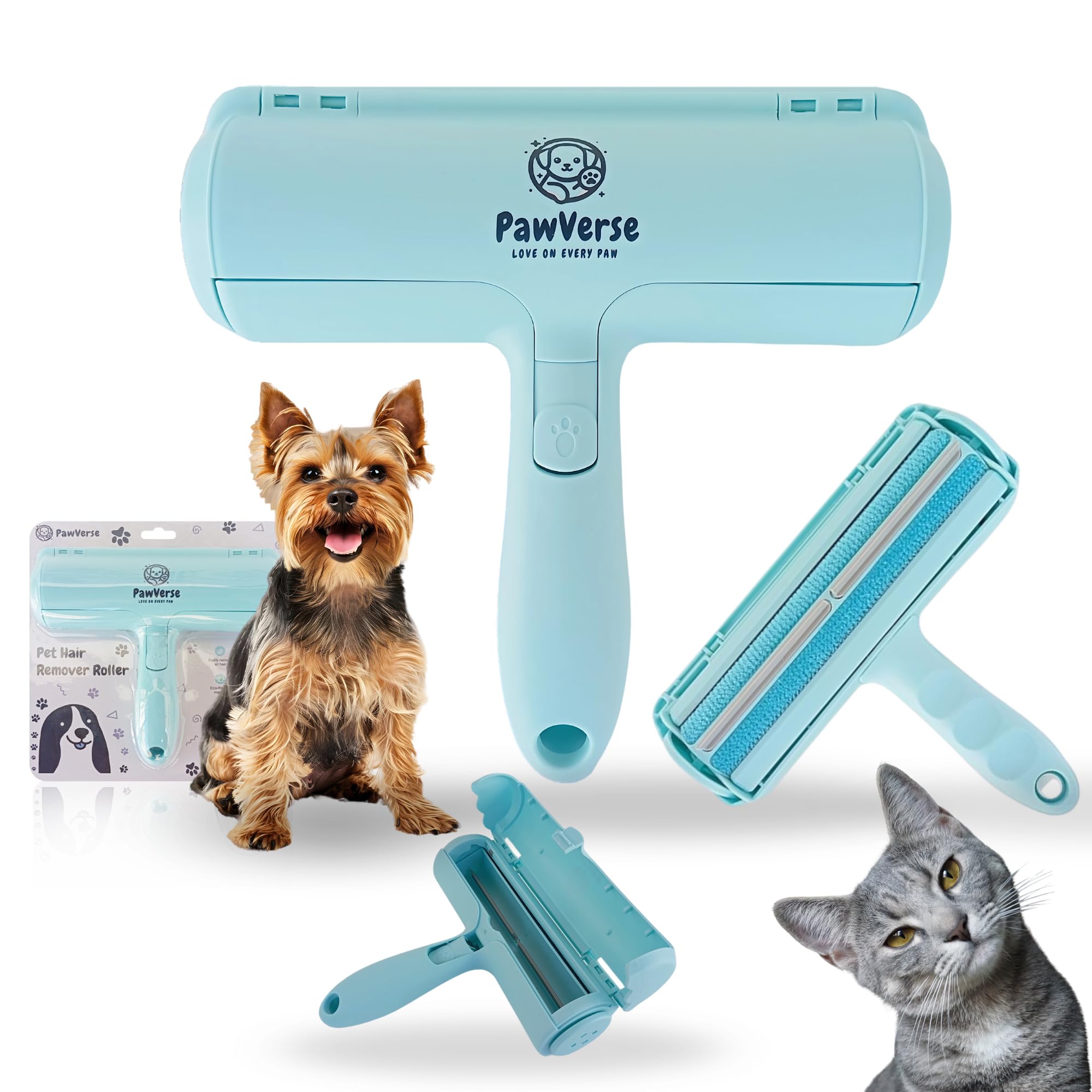 PawVerse® Quita Pelos Mascota - Rodillo quitapelos Mascotas Profesional para Perro y Gato, Cepillo quitapelos Mascotas, removedor de Pelusas para Sofá, Alfombra y Ropa