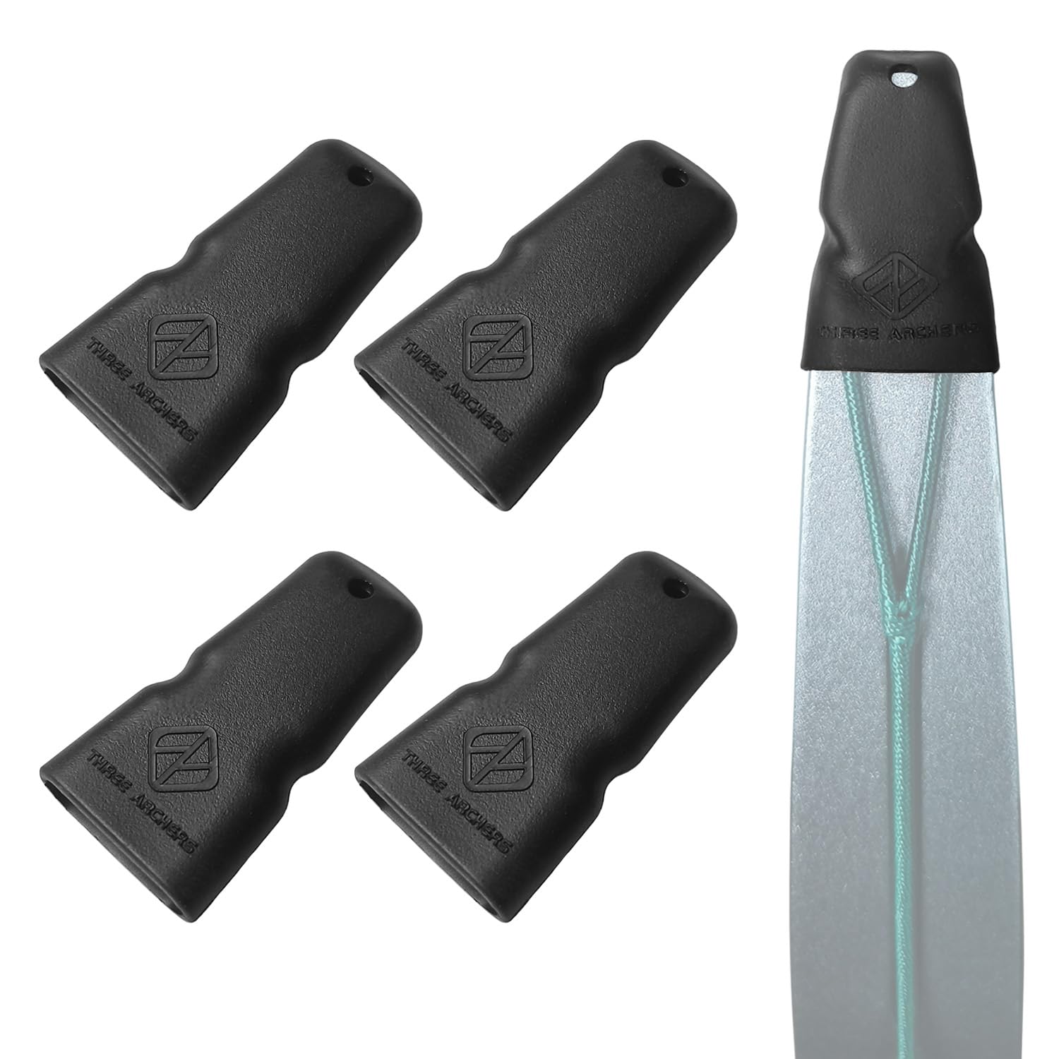 THREE ARCHERS Bow Tip Protector - Silicone Limb Protectors for Recurve Bow & Longbow, 4 Pack Archery Bow Accessories Limb Tip Guard for Outdoor Hunting &Target Shooting