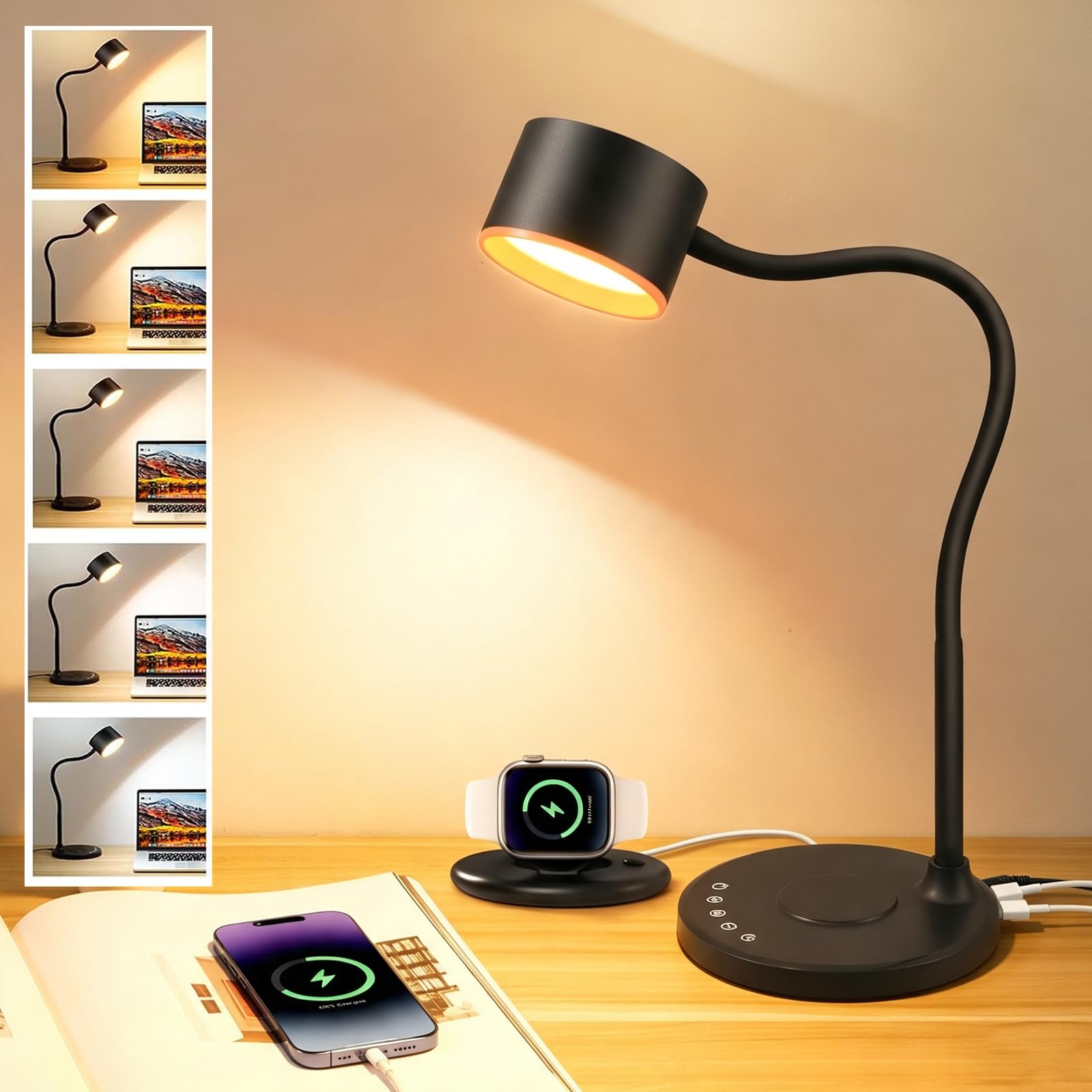 Desk Lamp with USB Charging Ports and Touch Control