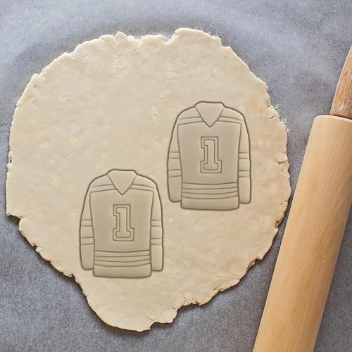 Miniatura 5 de Moose Goods Juego de 5 cortadores de galletas de hockey para deportes, diseño de disco, máscara de portero, palos y disco, camiseta y formas de