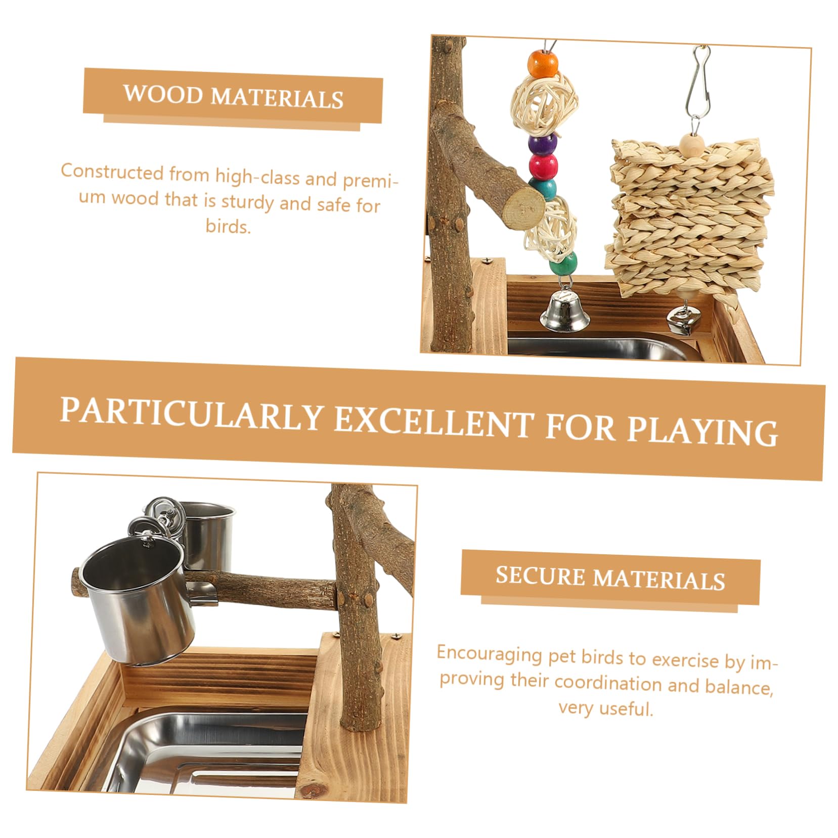 HANABASS Juguetes para Pájaros Perchas de Madera para Loros y Periquitos Accesorios de Juguete para Zona de Jaula para Pájaros