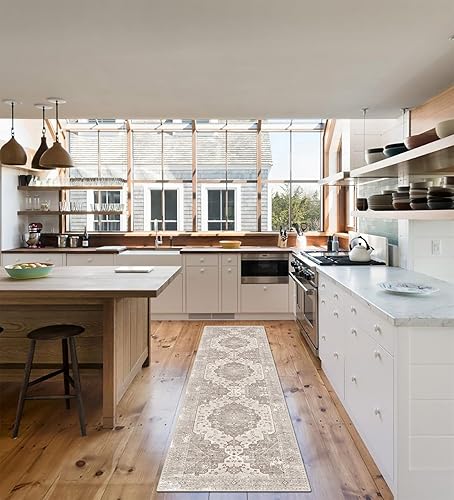 Miniatura 5 de Alfombra de pasillo lavable a máquina, 2 x 8 pies, alfombra de entrada para pasillo, alfombra bohemia de inspiración vintage, marfilenvejecido