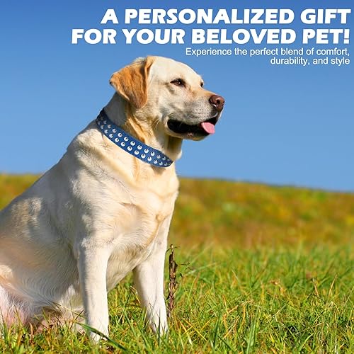 Miniatura 2 de BINGPET BA2006 - Collar ajustable de piel dividida con tachuelas para mascotas, collares duraderos para perros pequeños, medianos y grandes, color