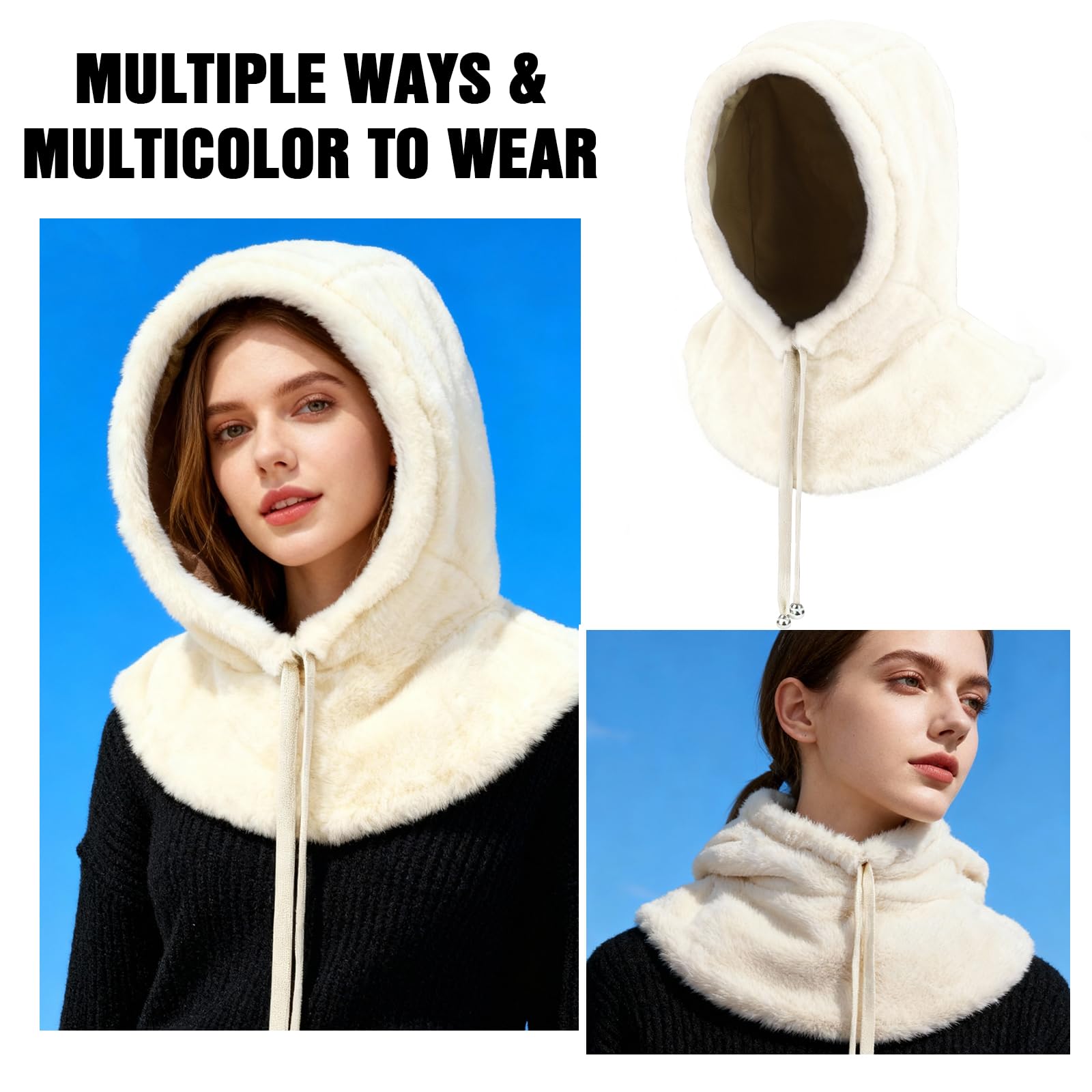 TAGVO Invierno Pasamontañas Termico Mujer, Capucha Polar Prueba de Viento Caliente Capucha Bufanda, Cálido Sombrero Calentador de Cuello, Multifuncional Gorro Invierno para Frío Esquí al Aire Libre