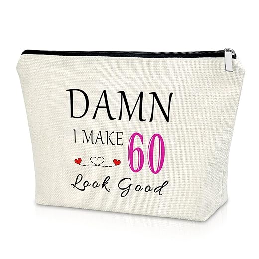 Sazuwu 60th Gifts Idea 60th Birthday Gift for Women Makeup Bag 60 Year Old Birthday Gifts for Grandmother Wife Aunt Cosmetic Bag Happy 60th Birthday Gifts Retirement Mother's Day Gift Christmas Gift