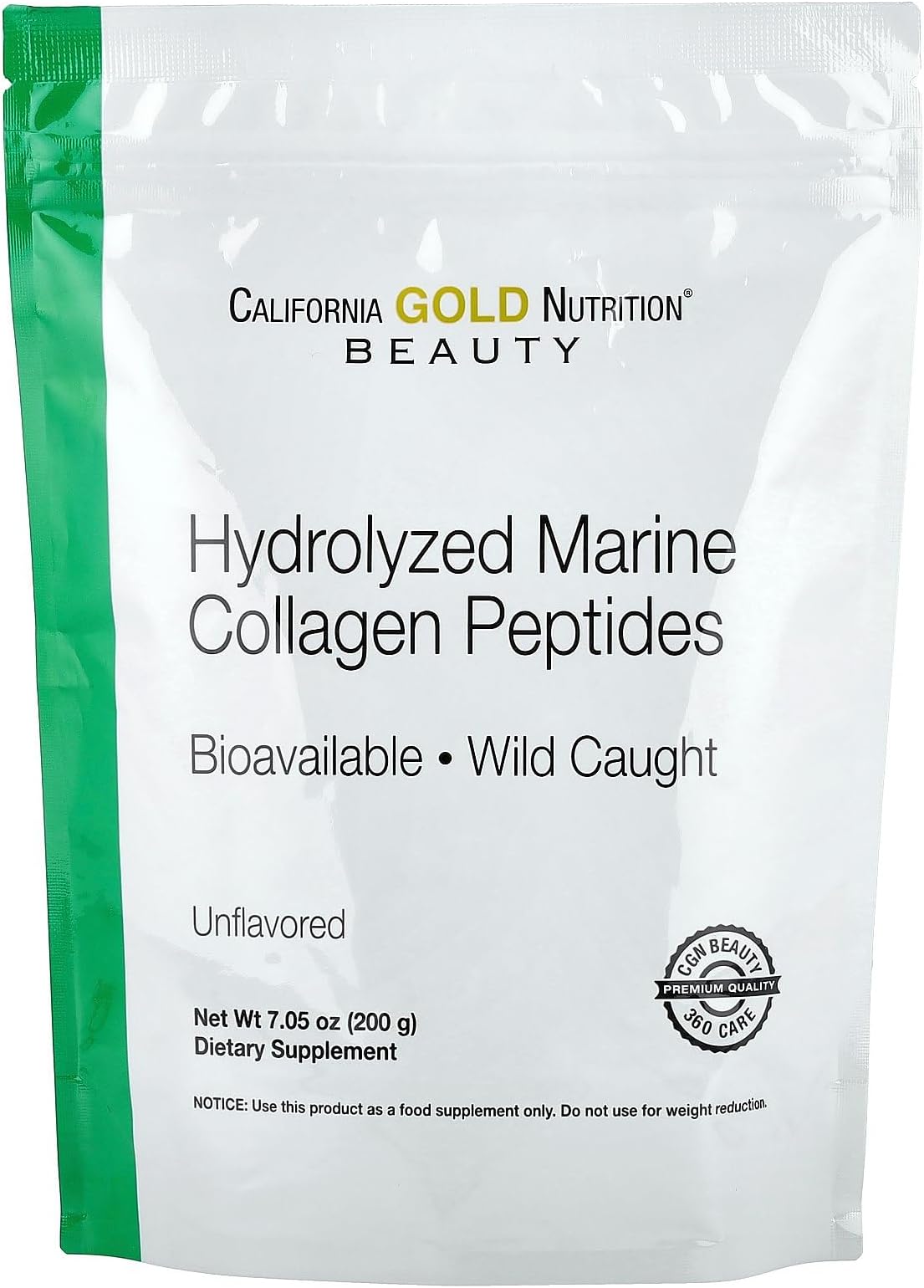Hydrolyzed Marine Collagen Peptides, Unflavored, 7.05 oz (200 g), California Gold Nutrition