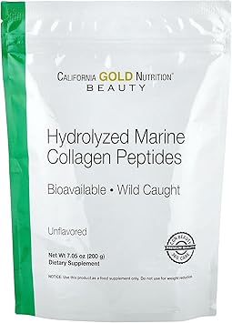 California Gold Nutrition Collagen Peptides Powder with Hyaluronic Acid, Support for Healthy Hair, Skin, Nails, Joints and Bones, Non-GMO, Gluten and Dairy Free, Unflavored, 7.05 oz 200 g