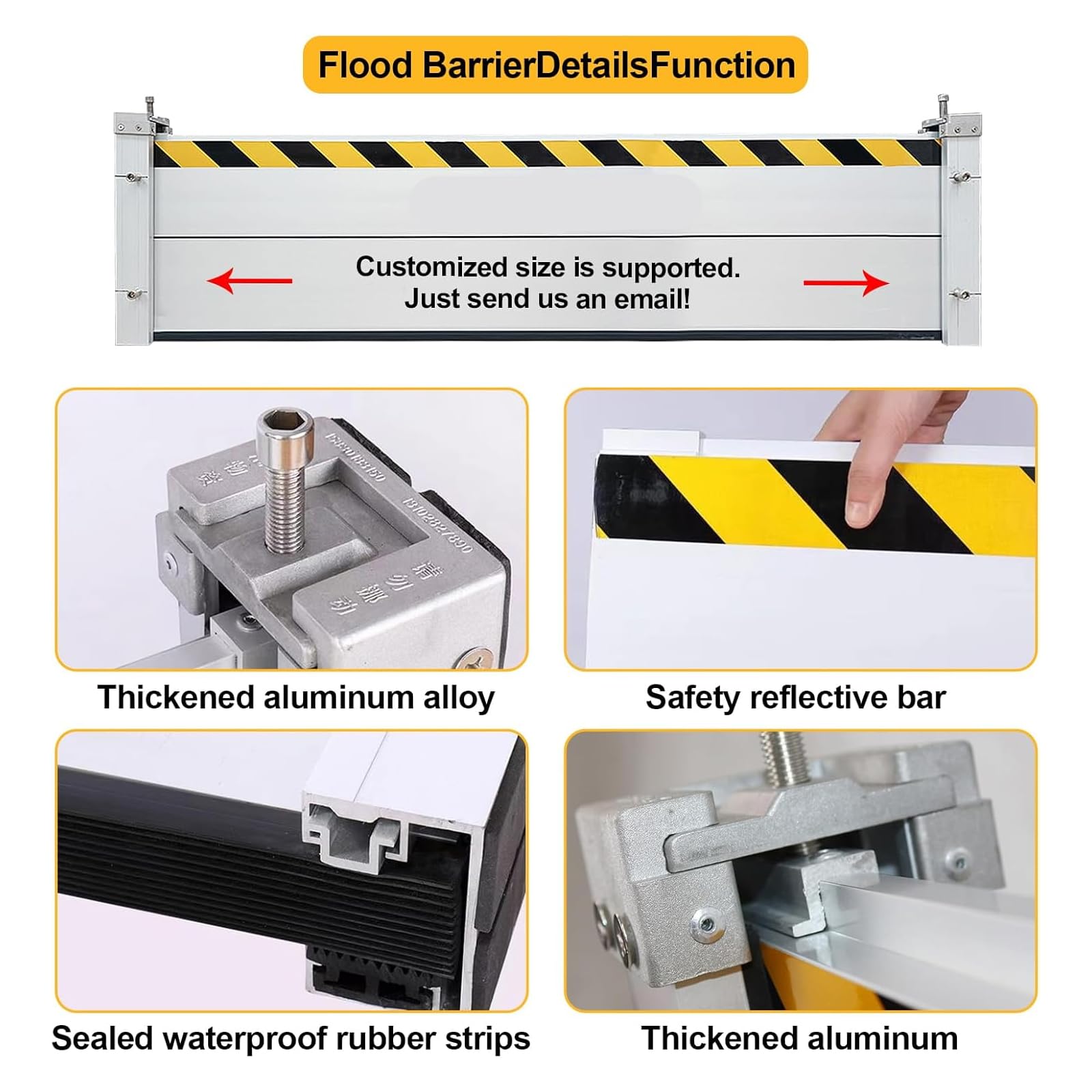 Genérico Barrera Anti Inundaciones, Barrera Móvil de Protección contra Inundaciones en Puertas, Deflector Protección contra Inundaciones de Aluminio,B-130 * 80cm