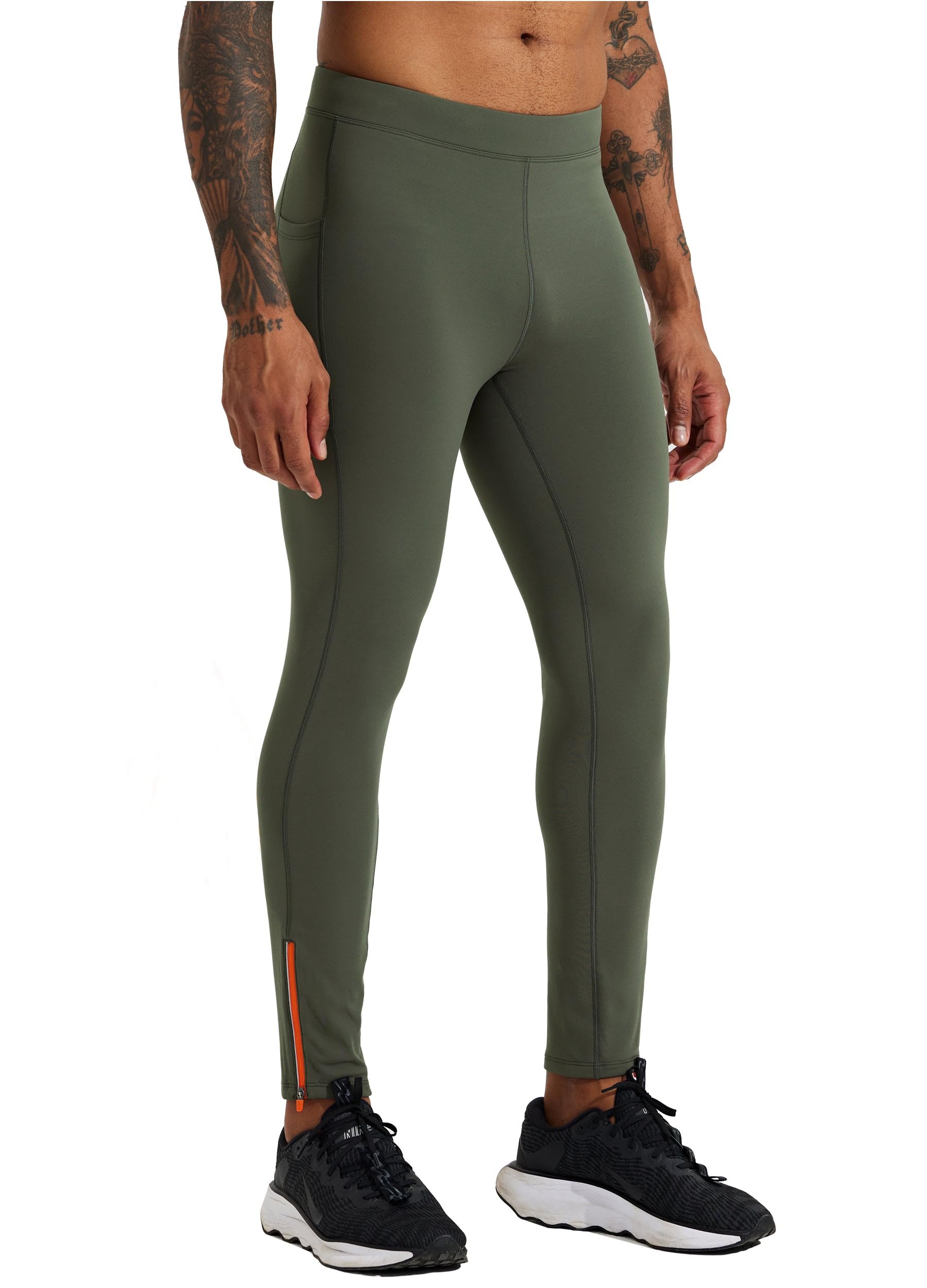 Willit Mallas térmicas para correr para hombre, pantalones de forro polar, resistentes al agua, bolsillos con cremallera, equipo para clima frío