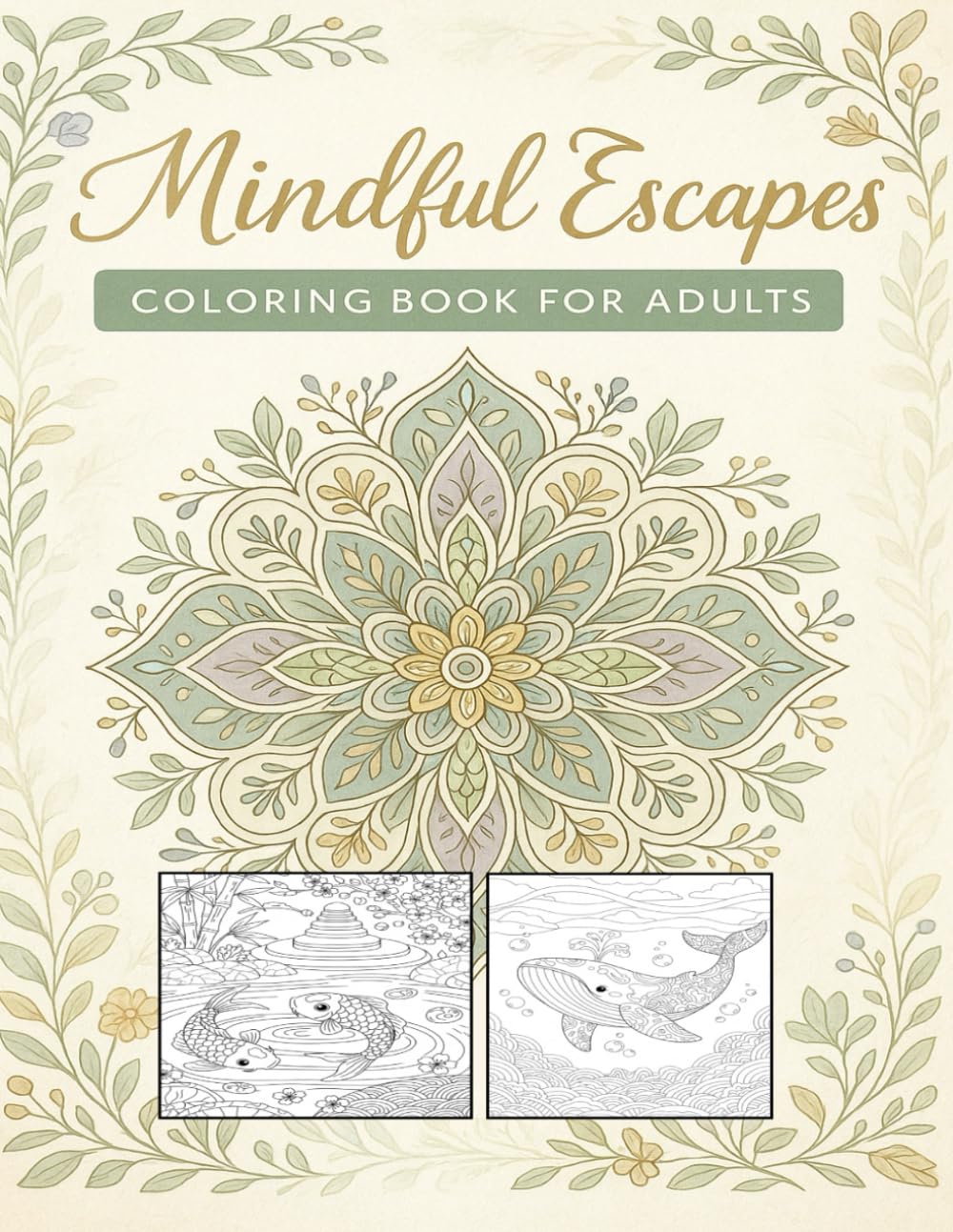 Mindful Escapes Coloring Book for Adults to Calm Mind and Stress Relief: A Therapeutic Coloring Journey with 50 Serene Designs of Nature, Animals & Patterns for Stress Relief & Mental Wellness