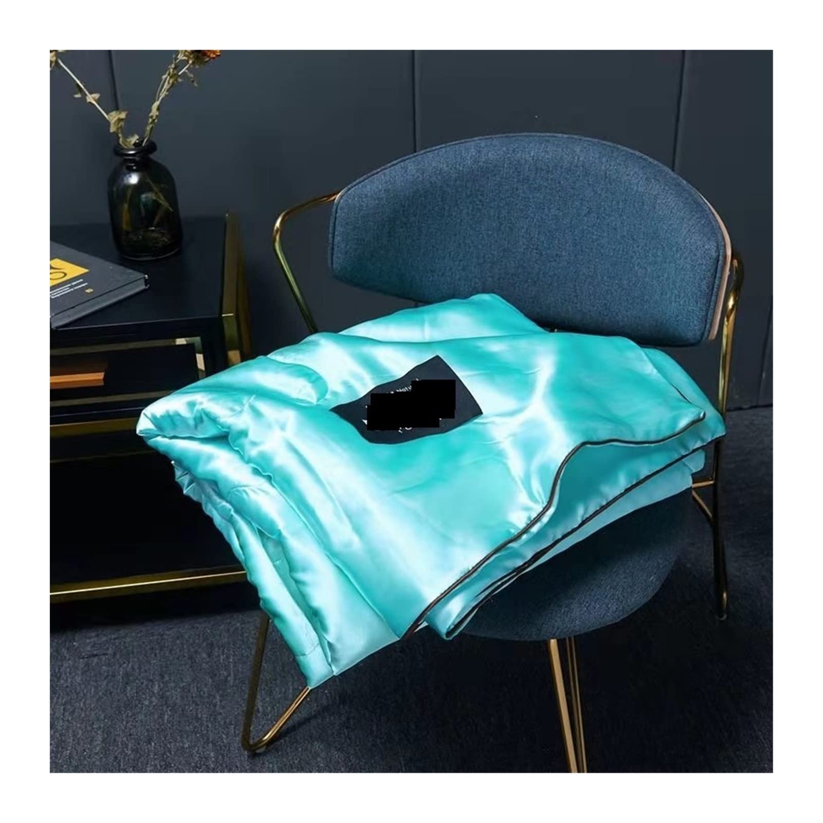 DUBTEDHOU Summer Blanket Lightweight Cooling Blanket Ice Silk Quilt Multicolor Multiple Sizes(Water Green,150x200cm)