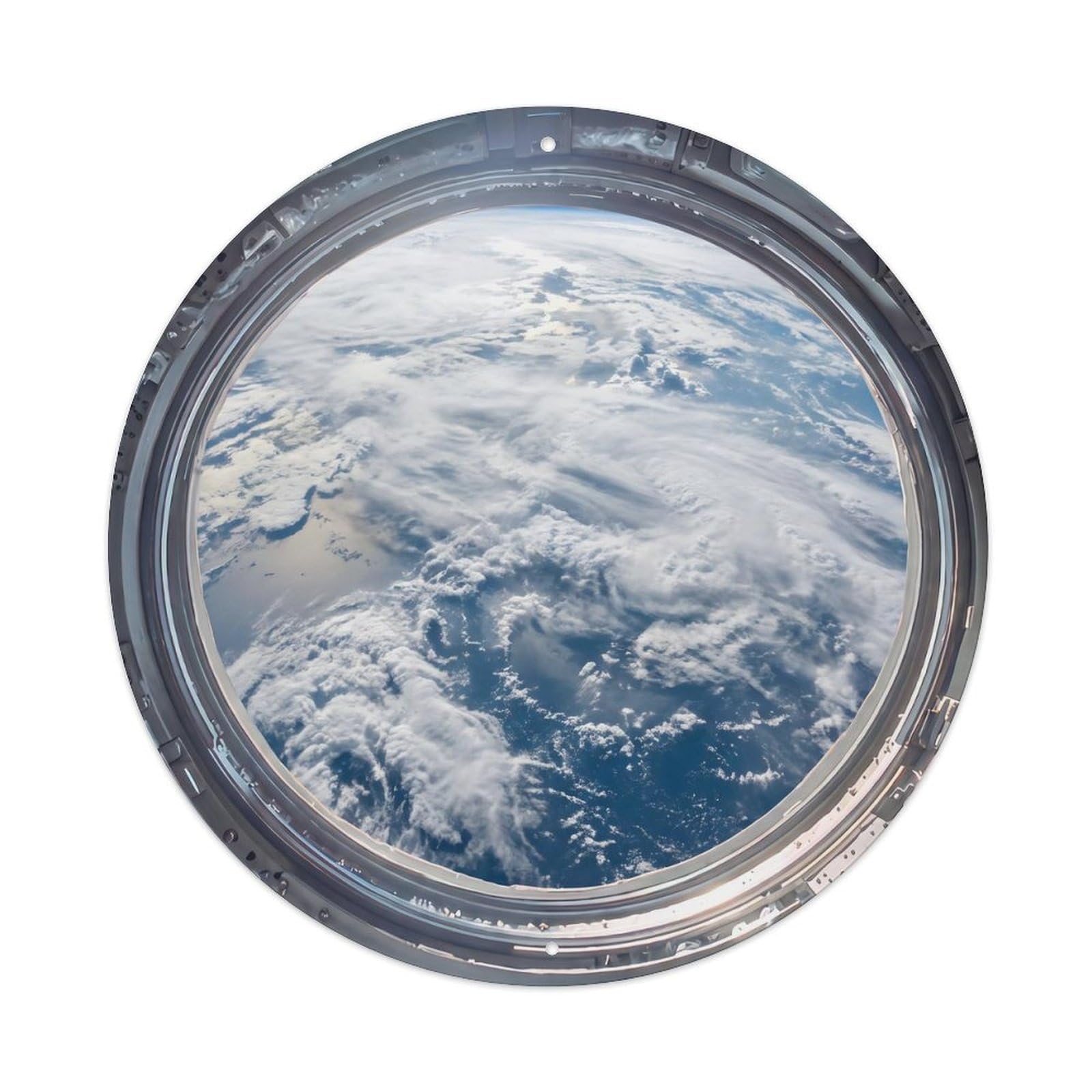 Thick Cloud Earth from Space Station Porthole Metal Tin Sign