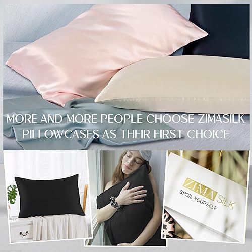Miniatura 6 de Zimasilk - Funda de almohada de seda 100% morera para la salud del cabello y la piel, seda de ambos lados de 19 mommes, 1 pieza (King 20 x 36, verde