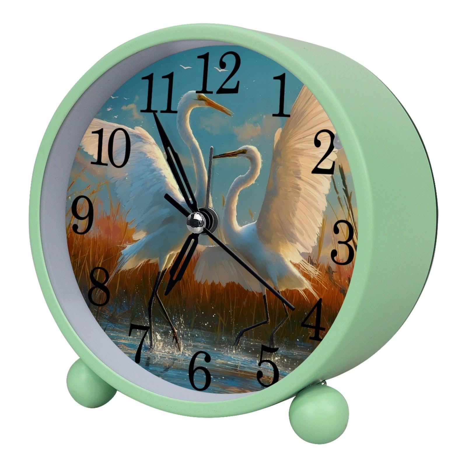 etoenbrc Watercolor Butterfly Silent Analog Alarm Clock Small Battery Operated Clock Slient Plastic Table Clock for Living Room Bedroom Color412