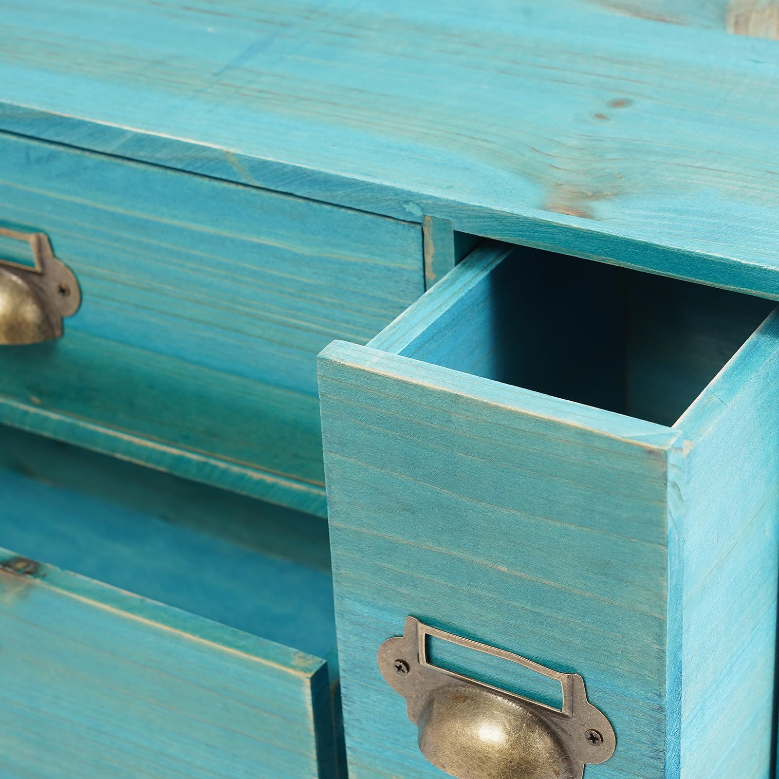 53,3 x 16,9 x 42 cm, 14 cassetti in 3 diverse dimensioni, in legno, mini comò con etichette per etichette, armadietto per farmacia, organizer per la scrivania di casa e per la conservazione, blu