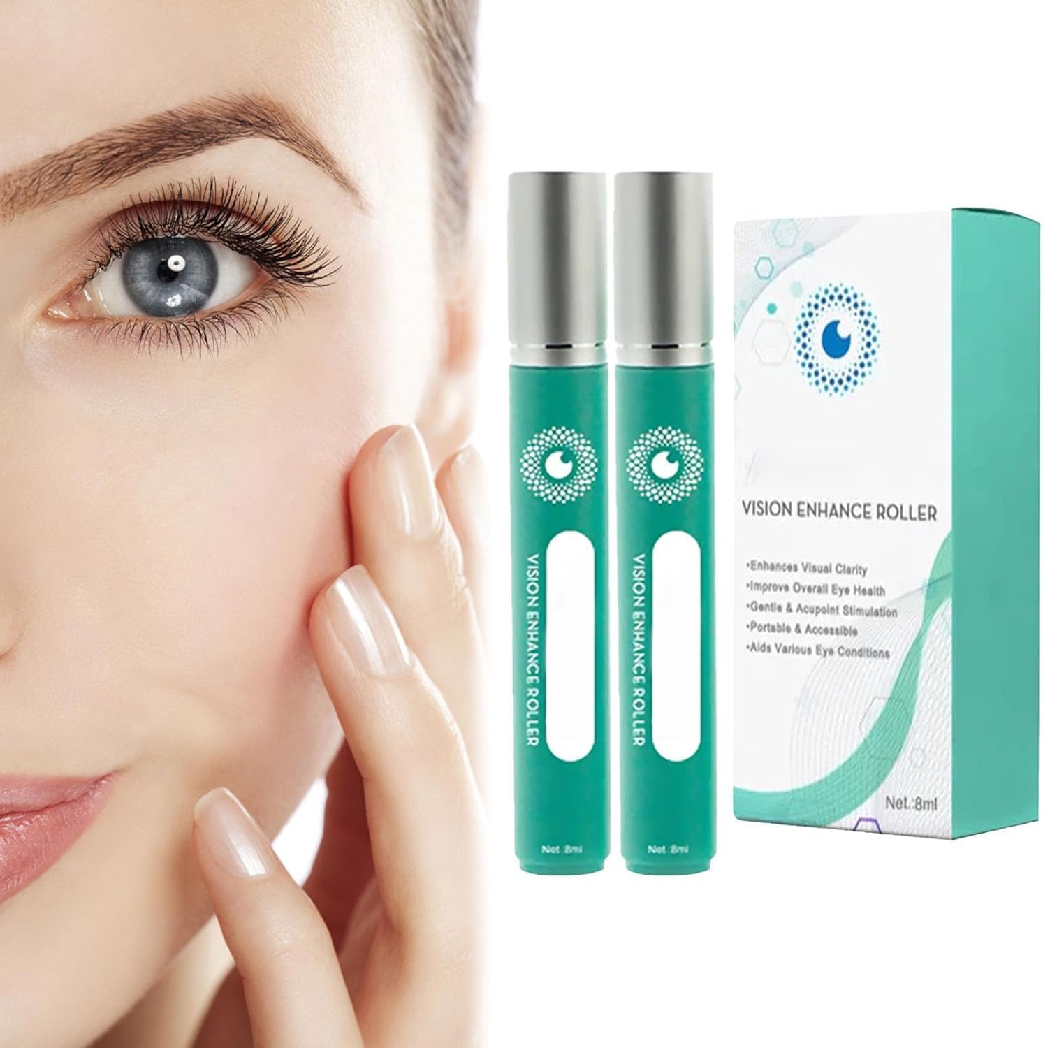 Vision Enhance Roller,Ophthalmic Vision Enhance Roller,OphthlaMed Vision Enhance Roller Eye Massage Roller, Enhances Visual Clarity, Relieve Eye Strain, Relief Dry Dryness (2PC)