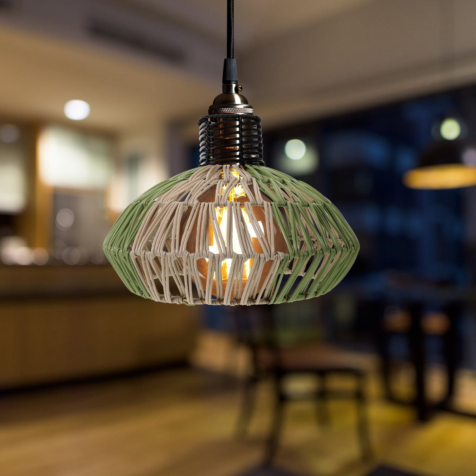 Ręcznie Tkany Boho Abażur Do Lampy Wiszącej Rustykalna Osłona Światła Do Łazienki i Przedpokoju Dekoracyjny Koszowy Klosz i Kinkietów